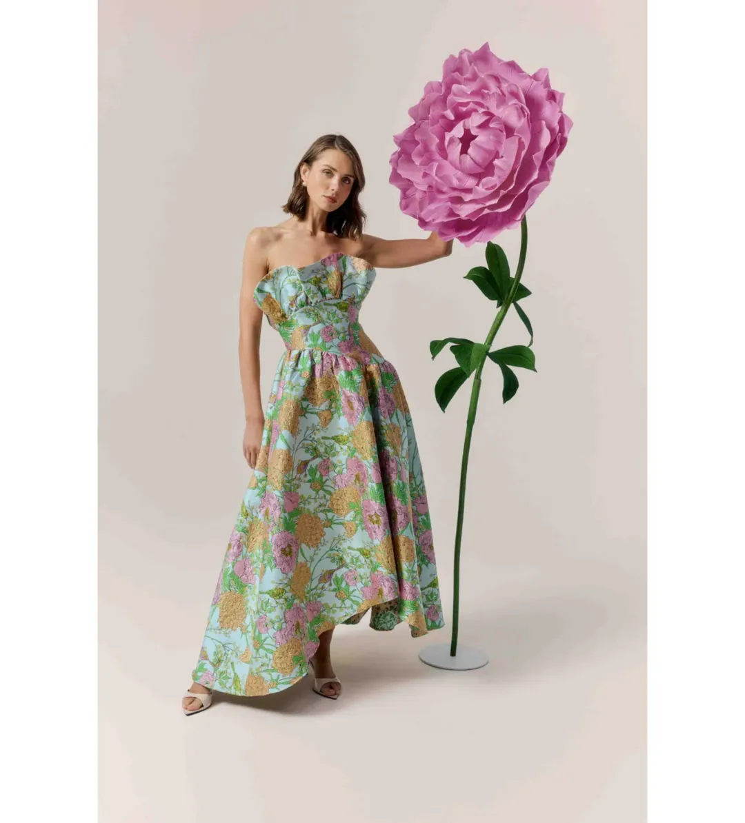 Elliatt Laurel Sleeveless Maxi Dress in Green Floral Size 10 for rent on The Volte - main image