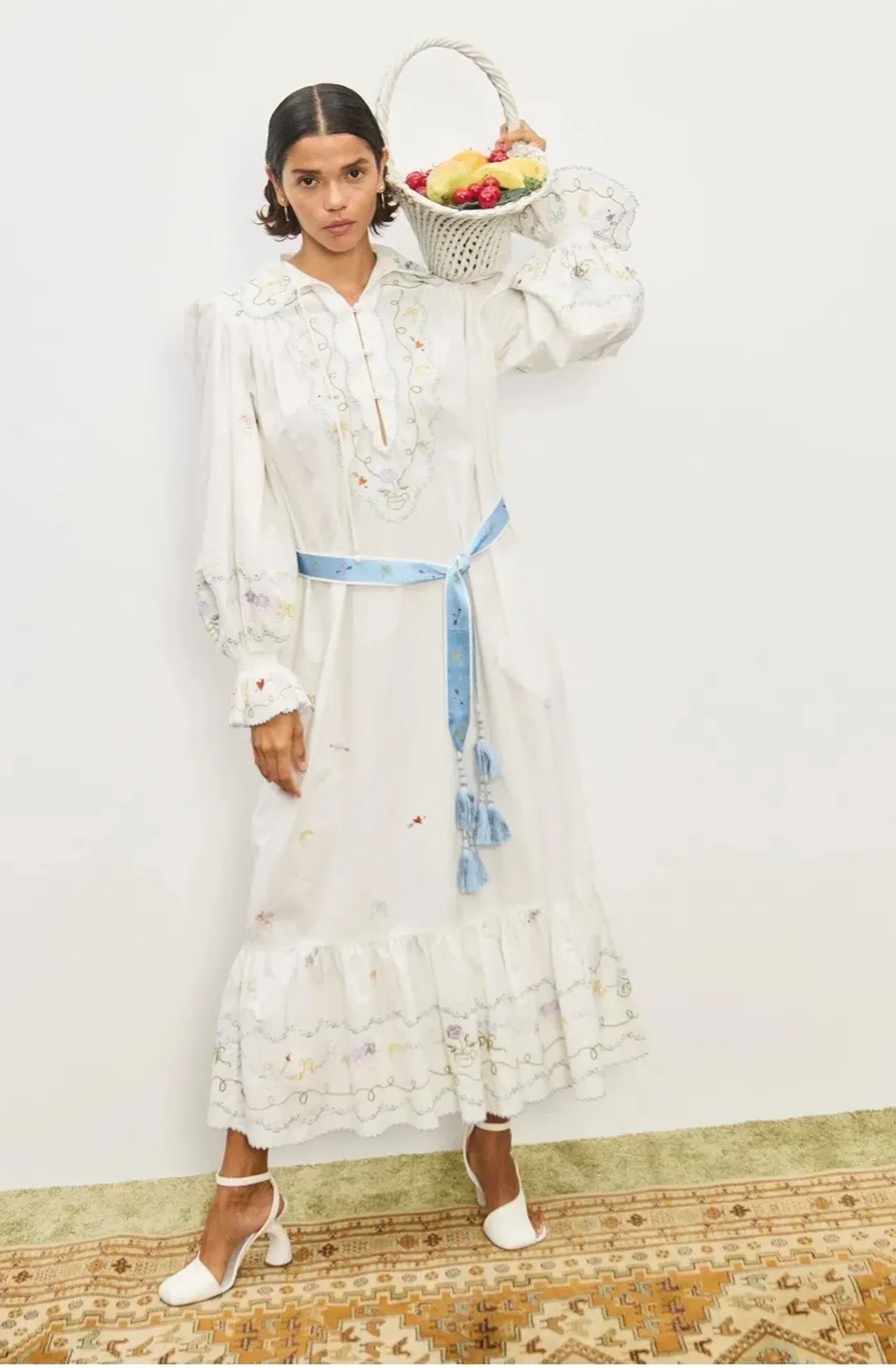 ALEMAIS GIULIA EMBROIDERED MIDI DRESS  BOHO SIZE AU 12 fit 14 for rent on The Volte - main image