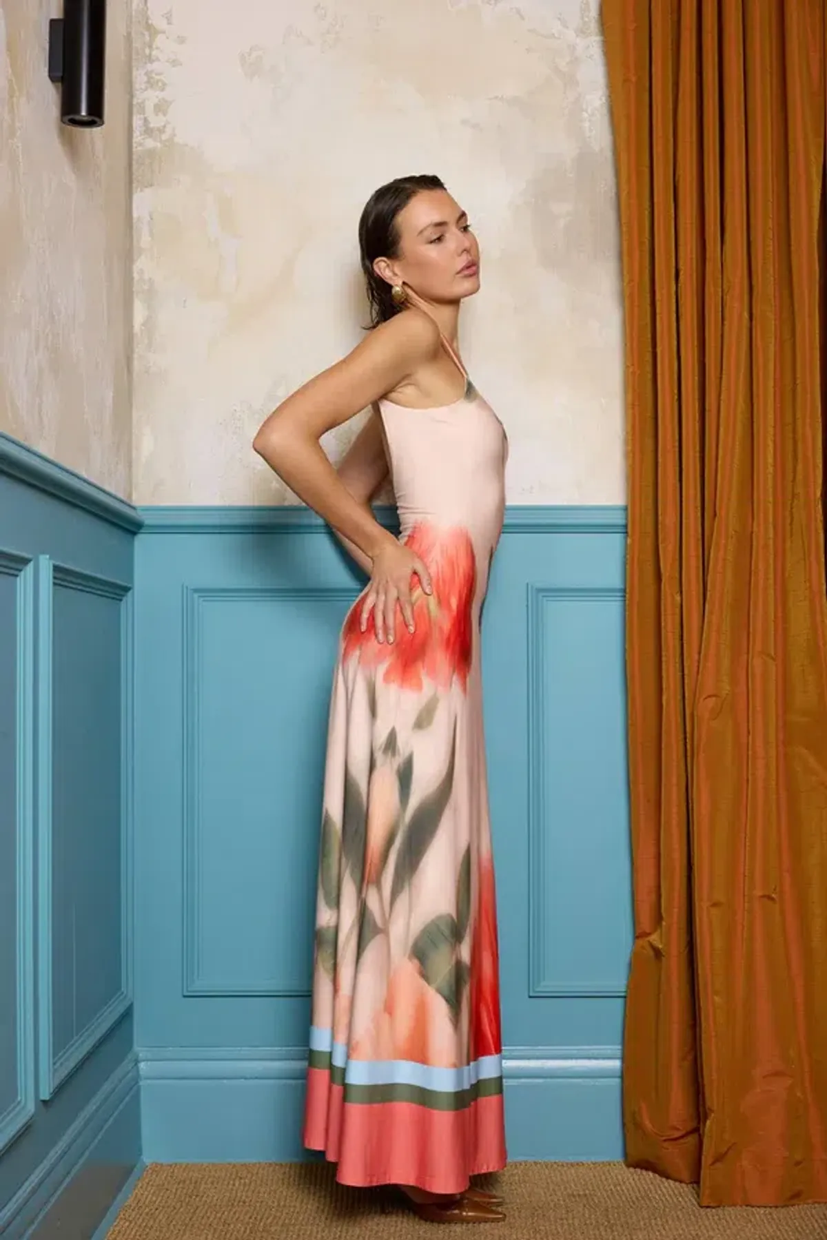 With Harper Lu - Low Back Maxi Dress - Peach Floral - Image 2