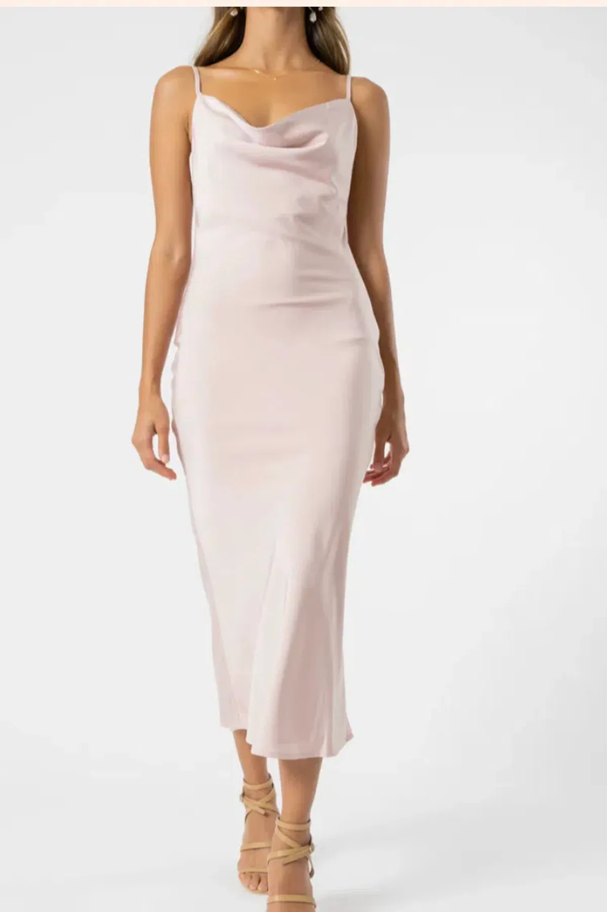 Olive and Ivy  Cowl Midi Dress in Navy (size 10) - Image 2