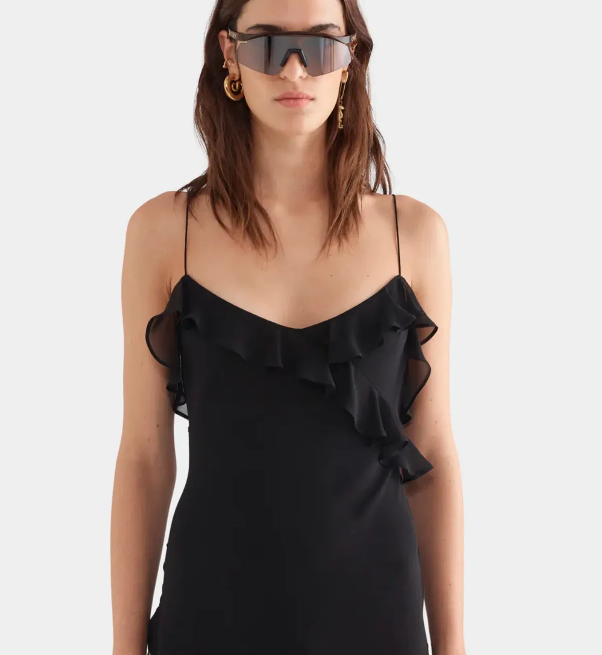 Venroy Silk Ruffle Slip Dress - Black XS / AU 6 - Image 4