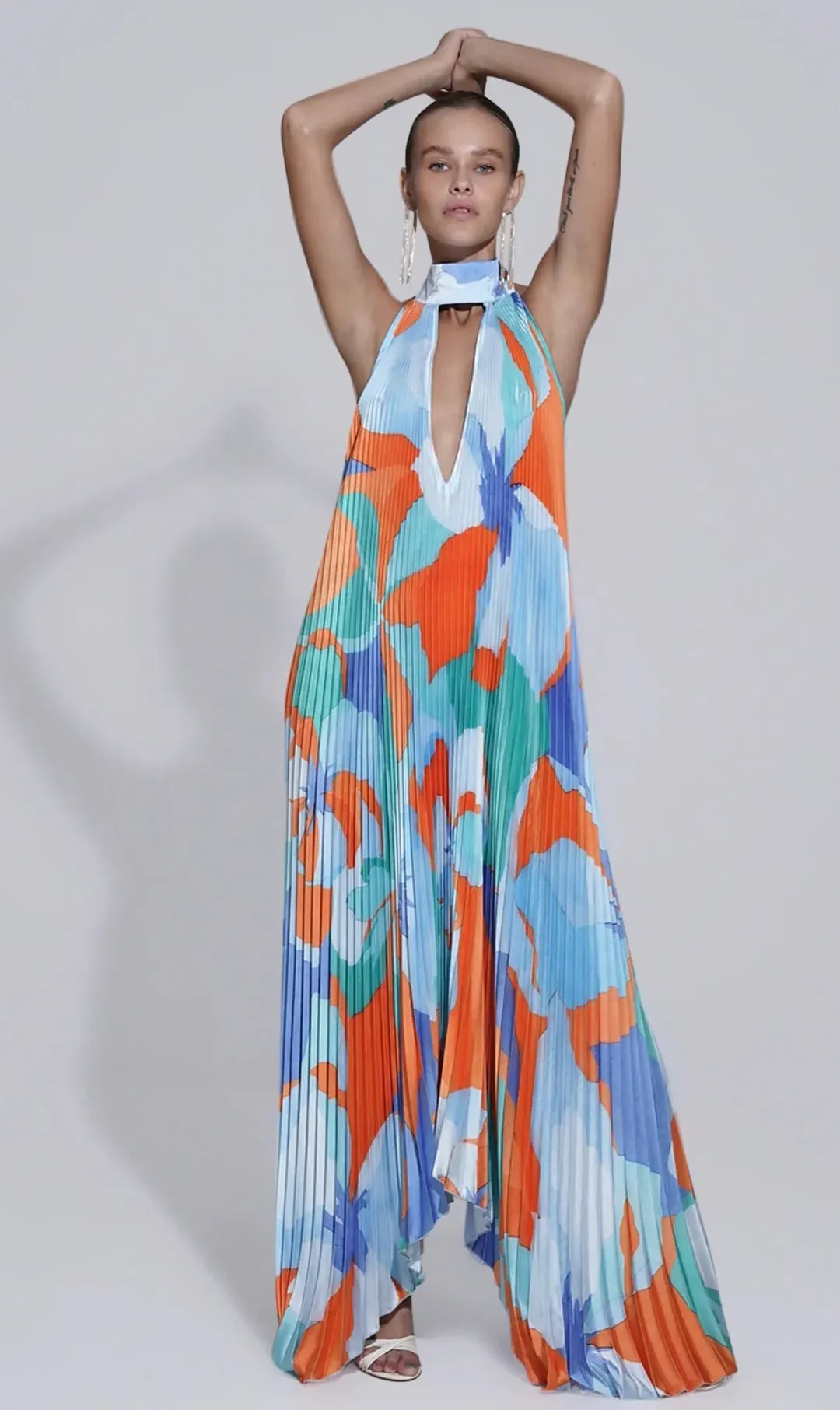 Lidee Opera Gown Capri Print Orange Size AU 8 for rent on The Volte - main image