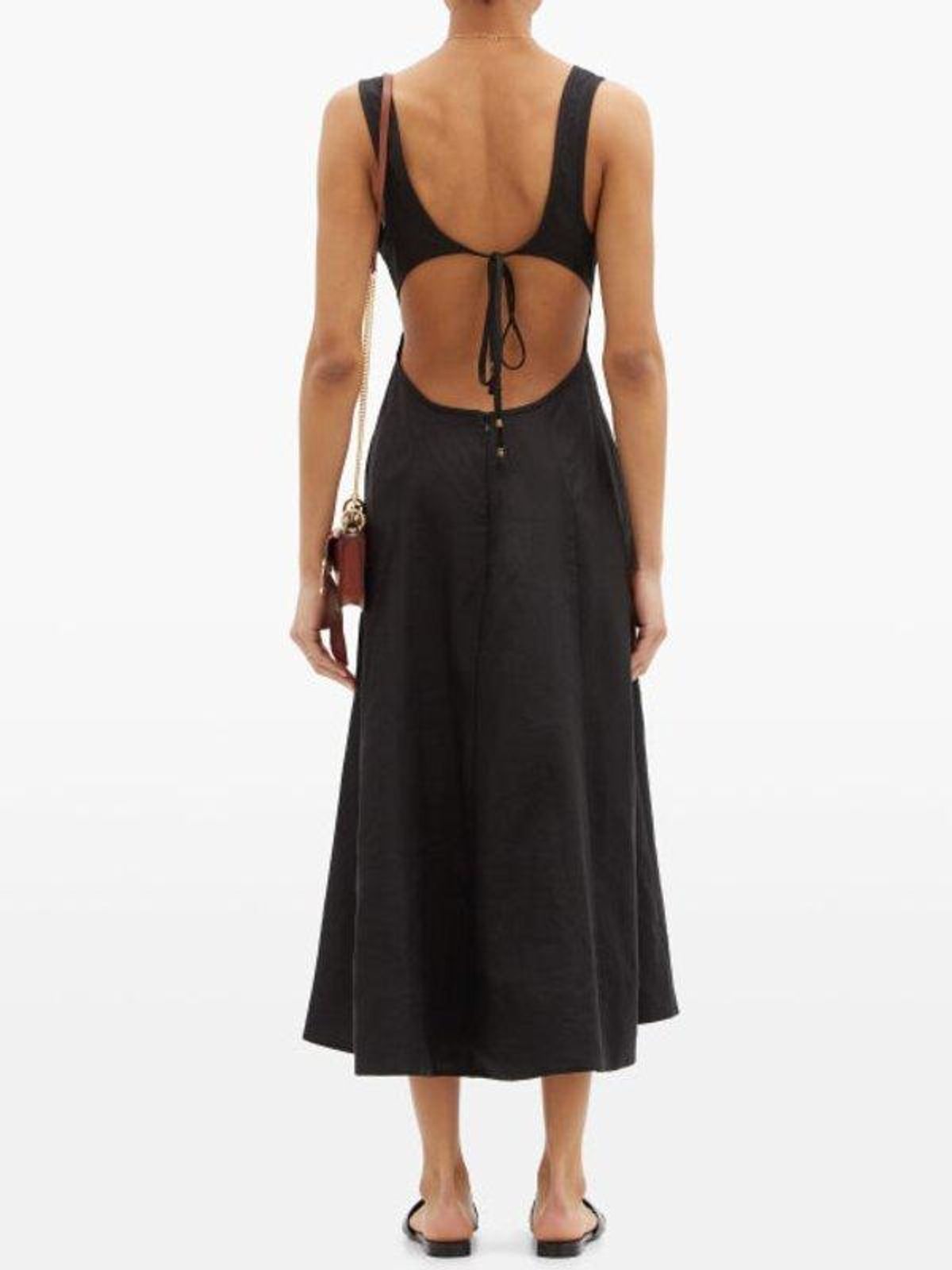 Zimmermann Lulu Open Back Midi Dress Noir Black Size 6 - Image 2