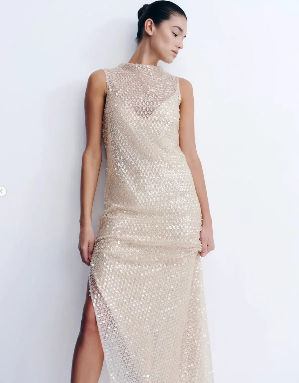 SHONA JOY EVERLY HIGH NECK SLEEVELESS MAXI DRESS MACADAMIA SIZE 14 - Image 3