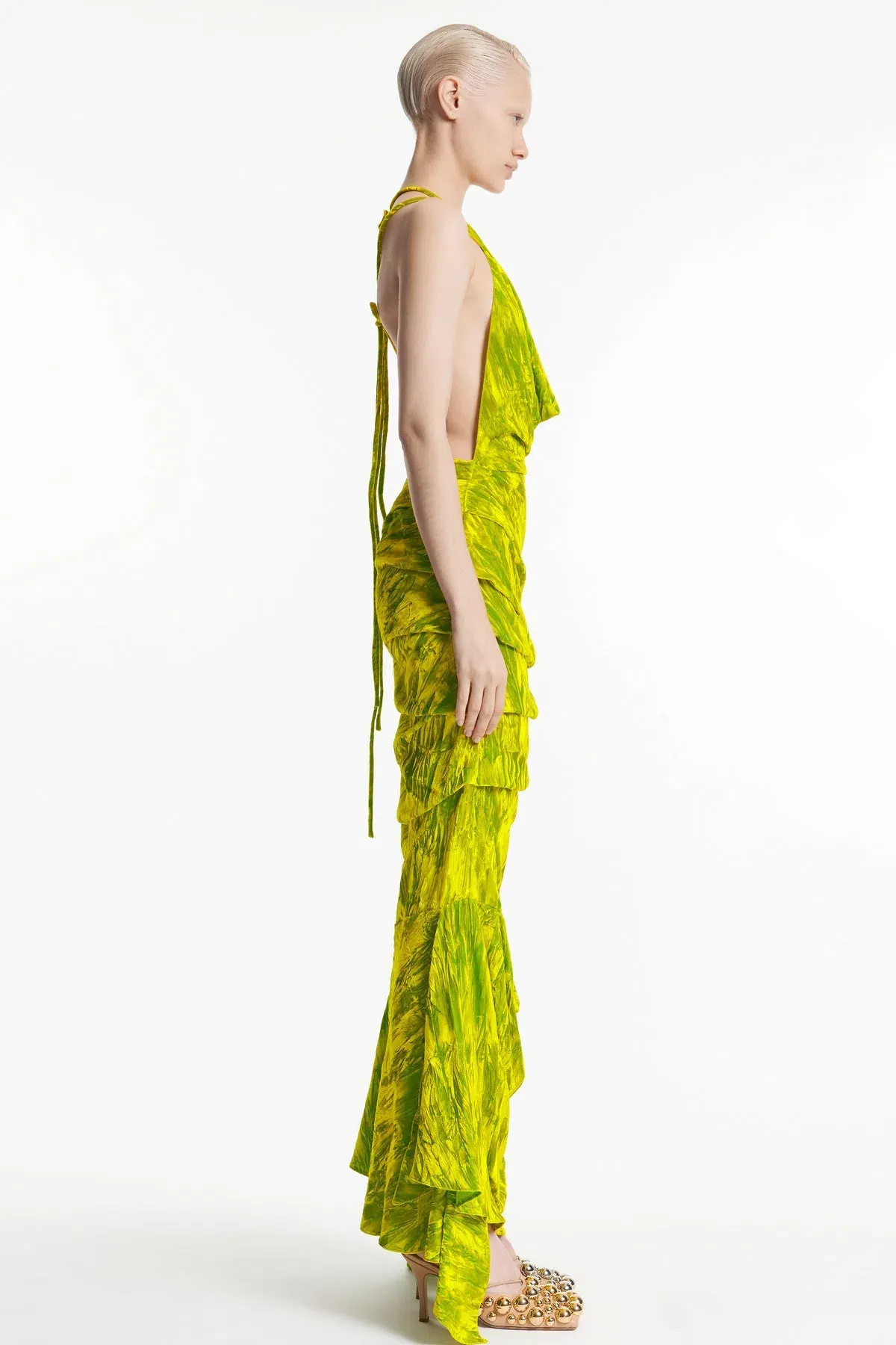 A.W.A.K.E Mode Asymmetrical dress in Citron, Size 34 - Image 2