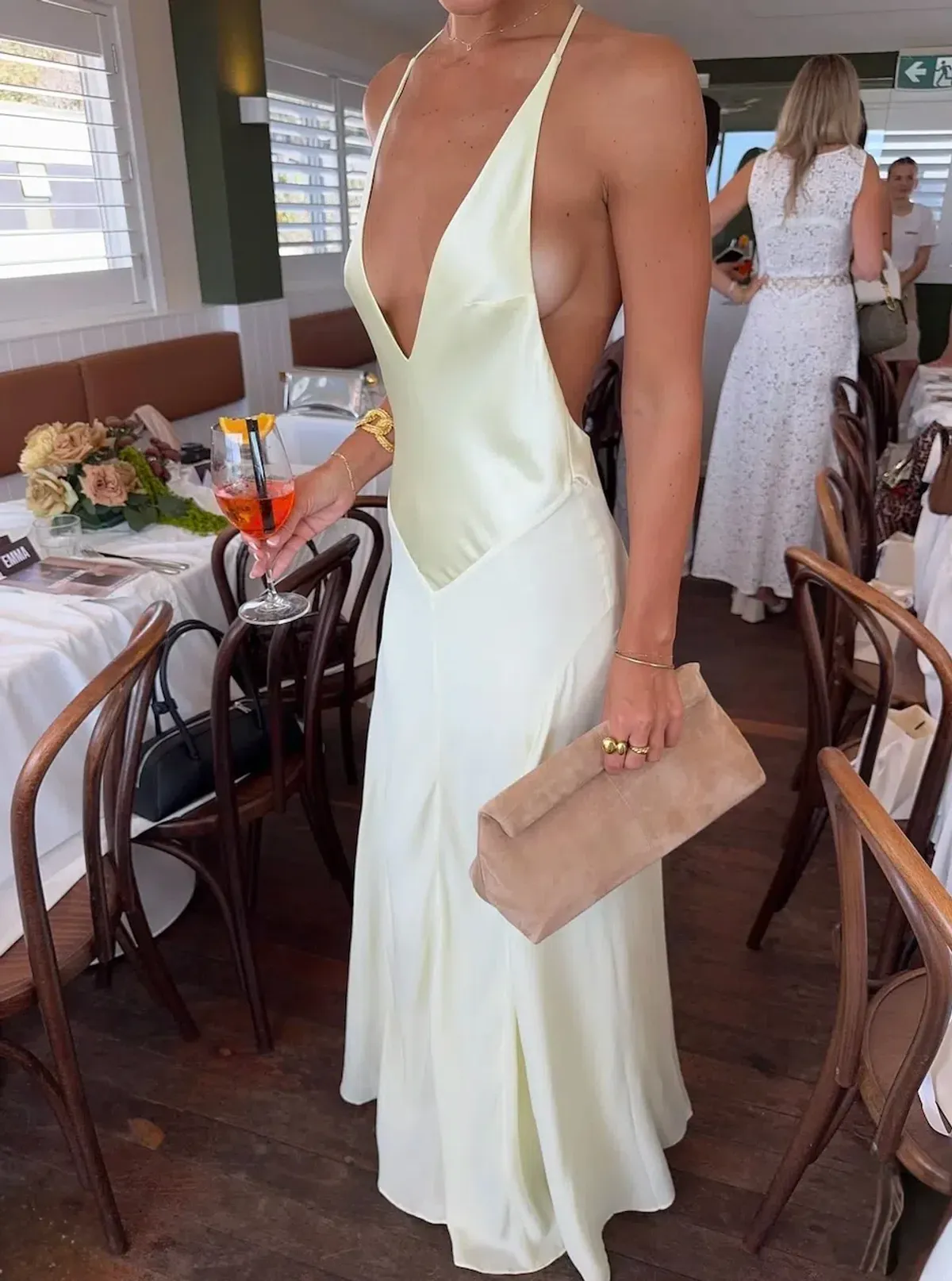 Sneaky Link Jaz Hand V-Neck Maxi Dress Butter Size S / AU 8 - Image 4