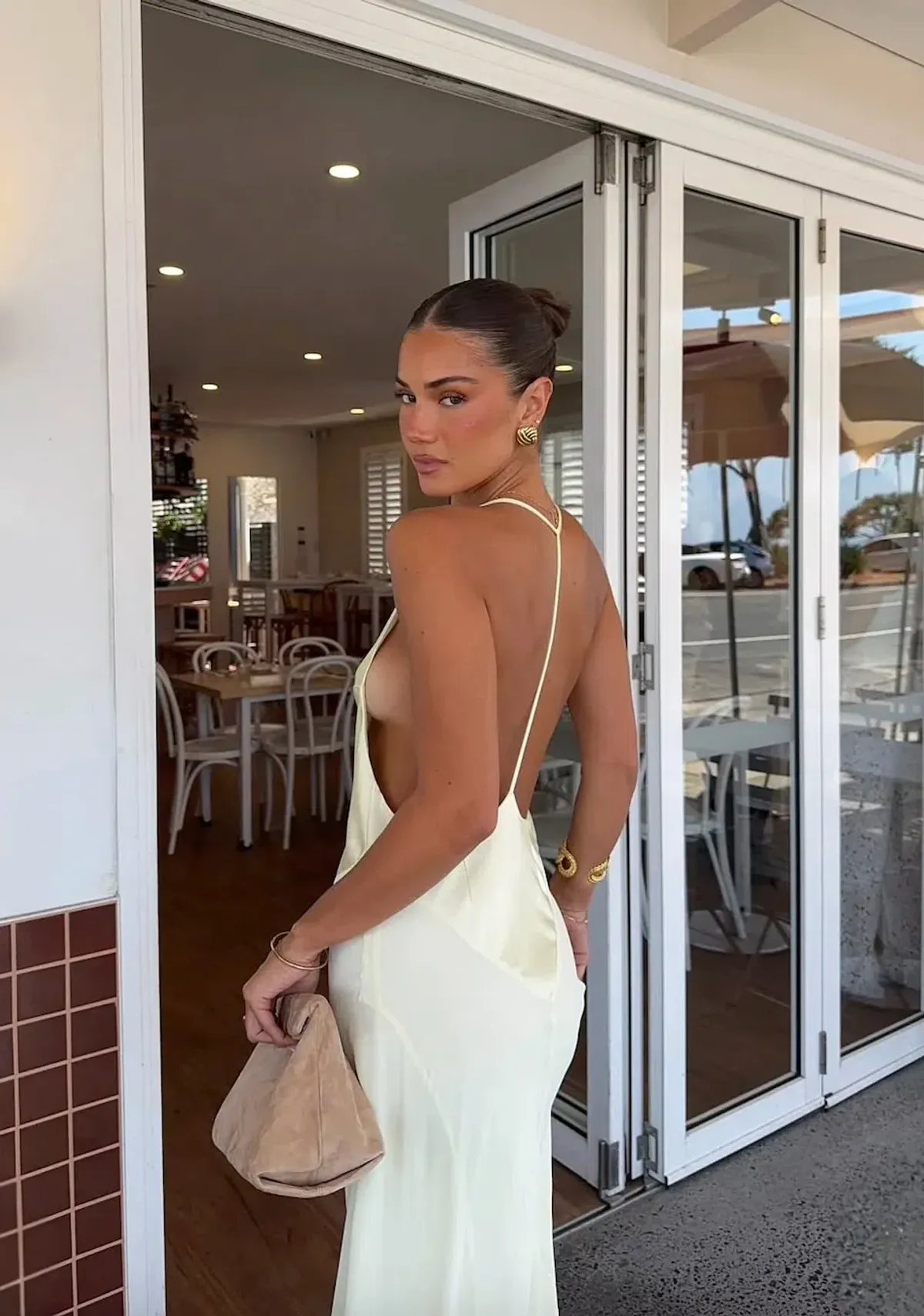 Sneaky Link Jaz Hand V-Neck Maxi Dress Butter Size S / AU 8 - Image 2