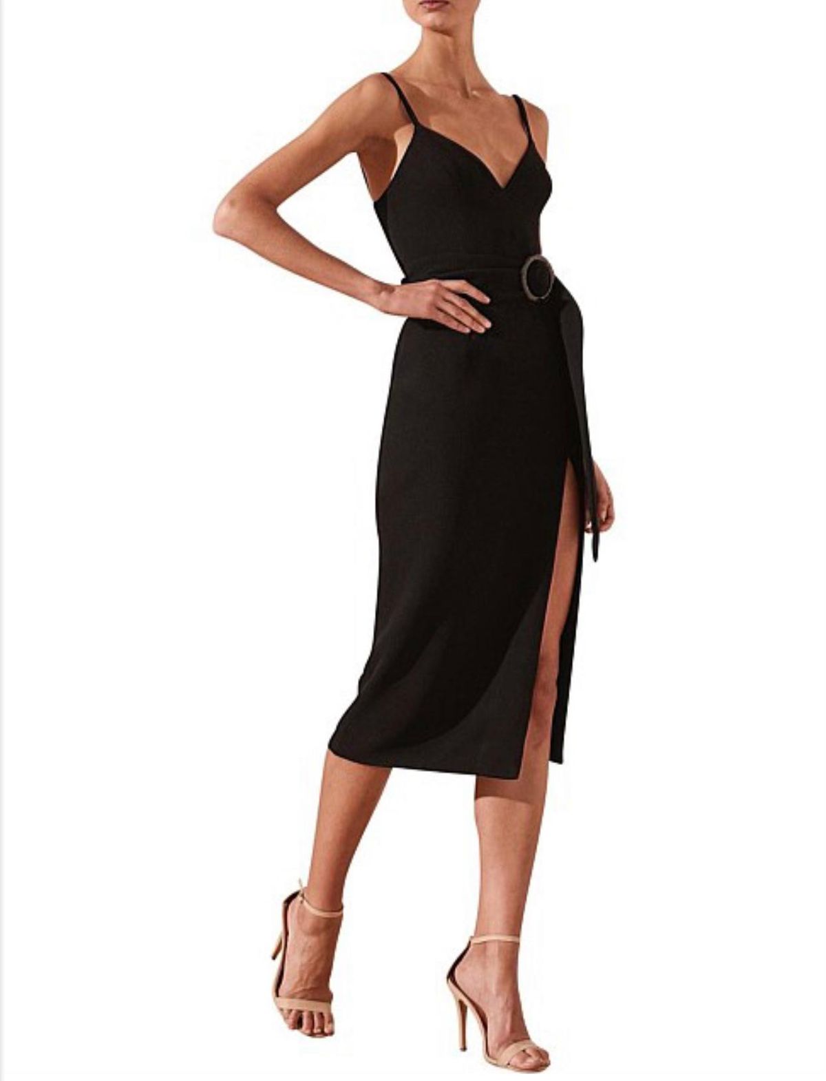 Shona Joy Andrea Fitted Cocktail Dress with Belt Size 6 - Image 1