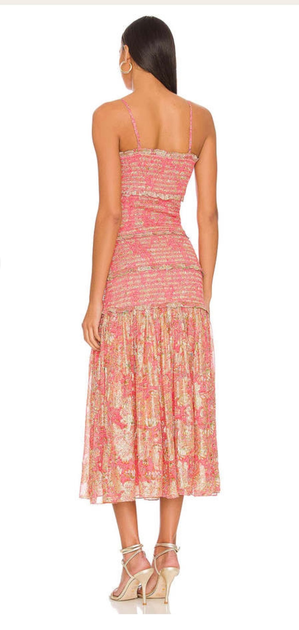HEMANT & NANDITA ROOP MIDI DRESS IN CORAL SIZE 6 - Image 5