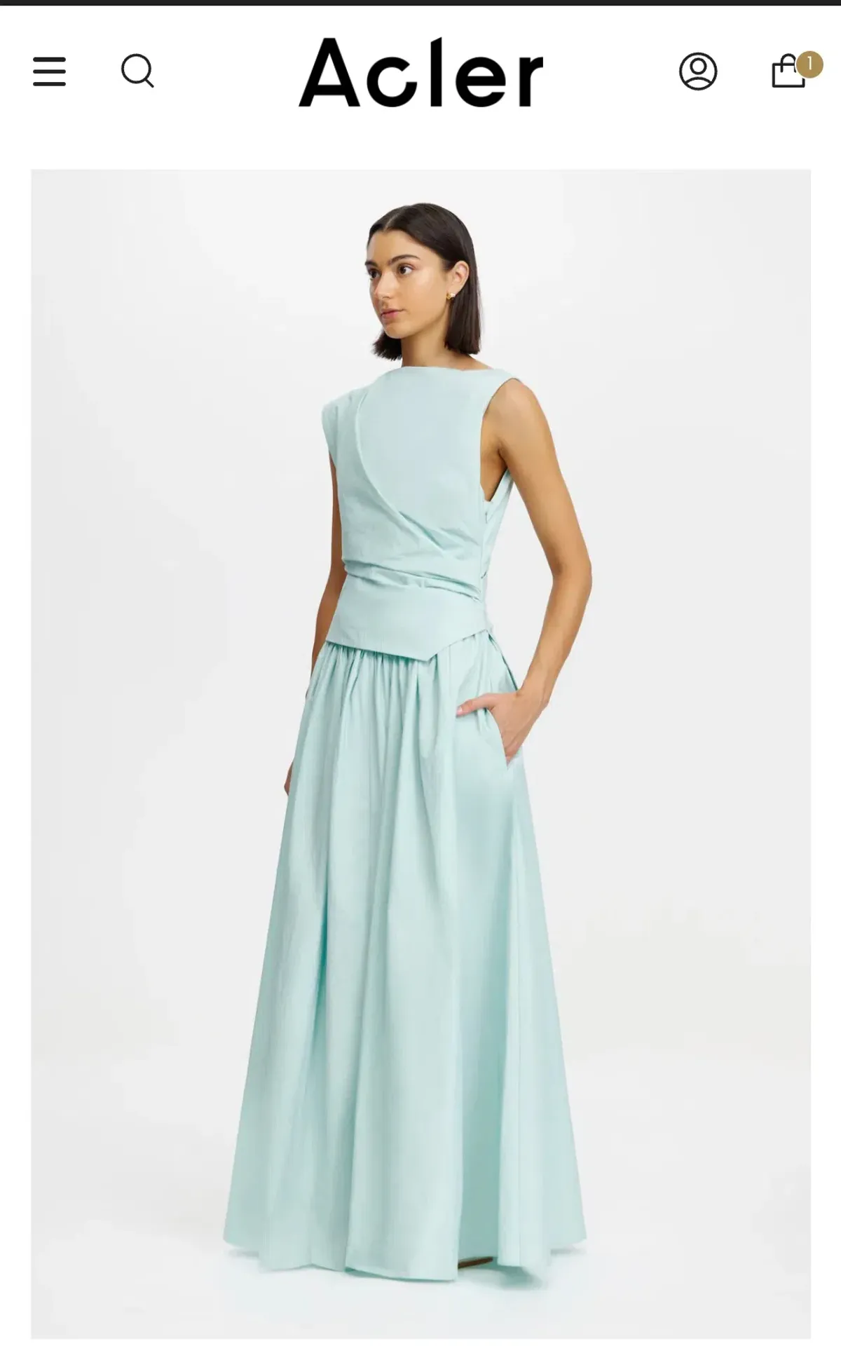 Acler Stopes Maxi Drrss in Aqua Frost Sz 12 - Image 2