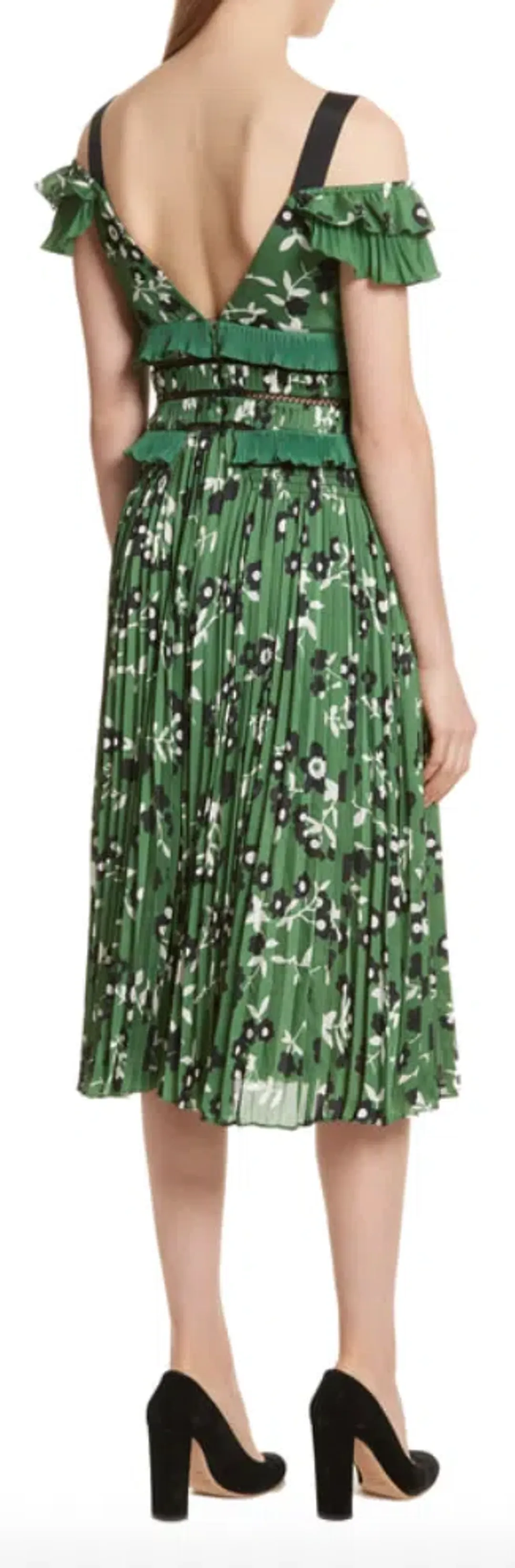 Self-Portrait Green Floral Midi Dress / AU 8 for rent on The Volte - main image