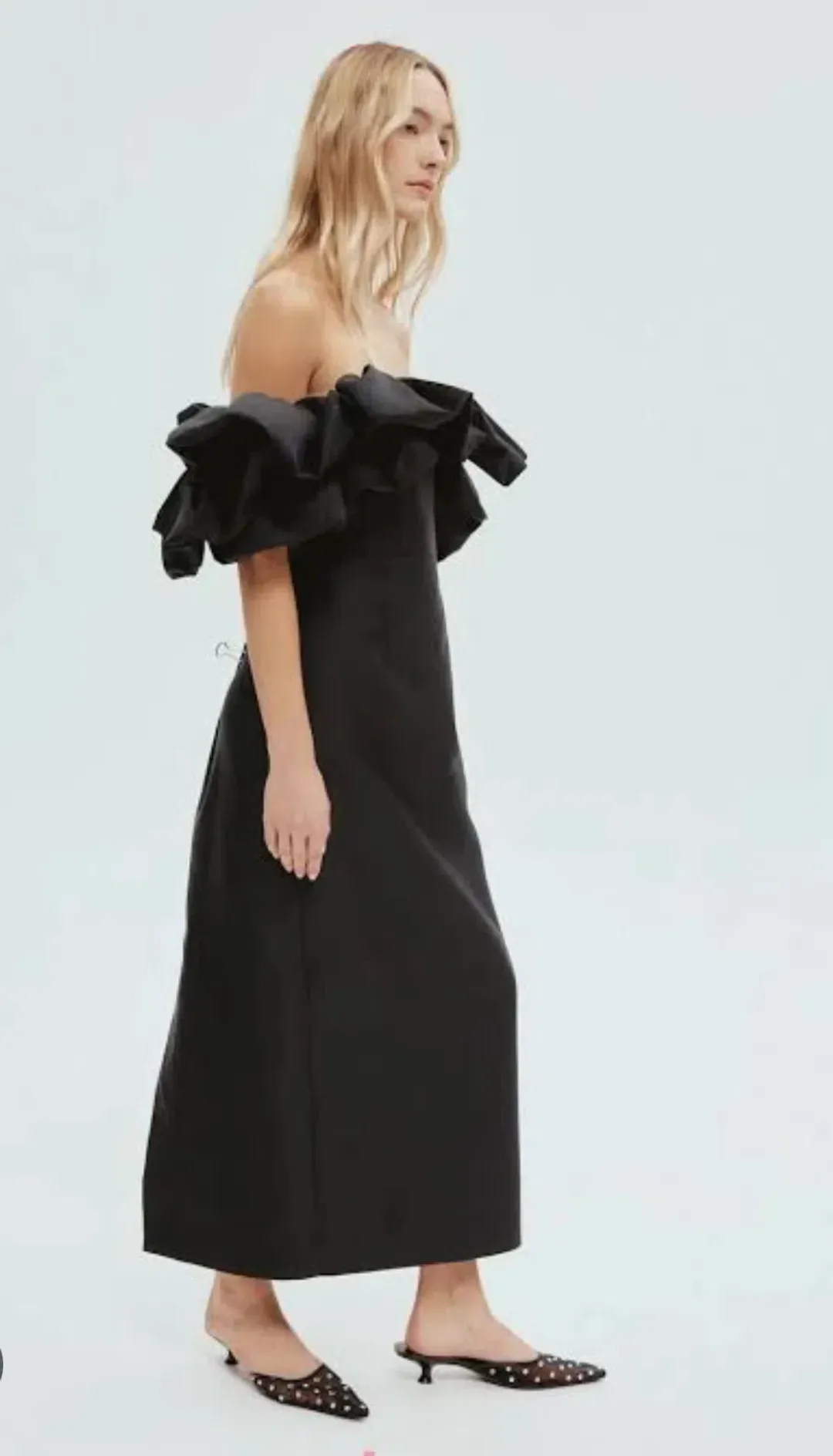 Alemais Suzi Off Shoulder Midi Dress Black Size 6 for rent on The Volte - main image