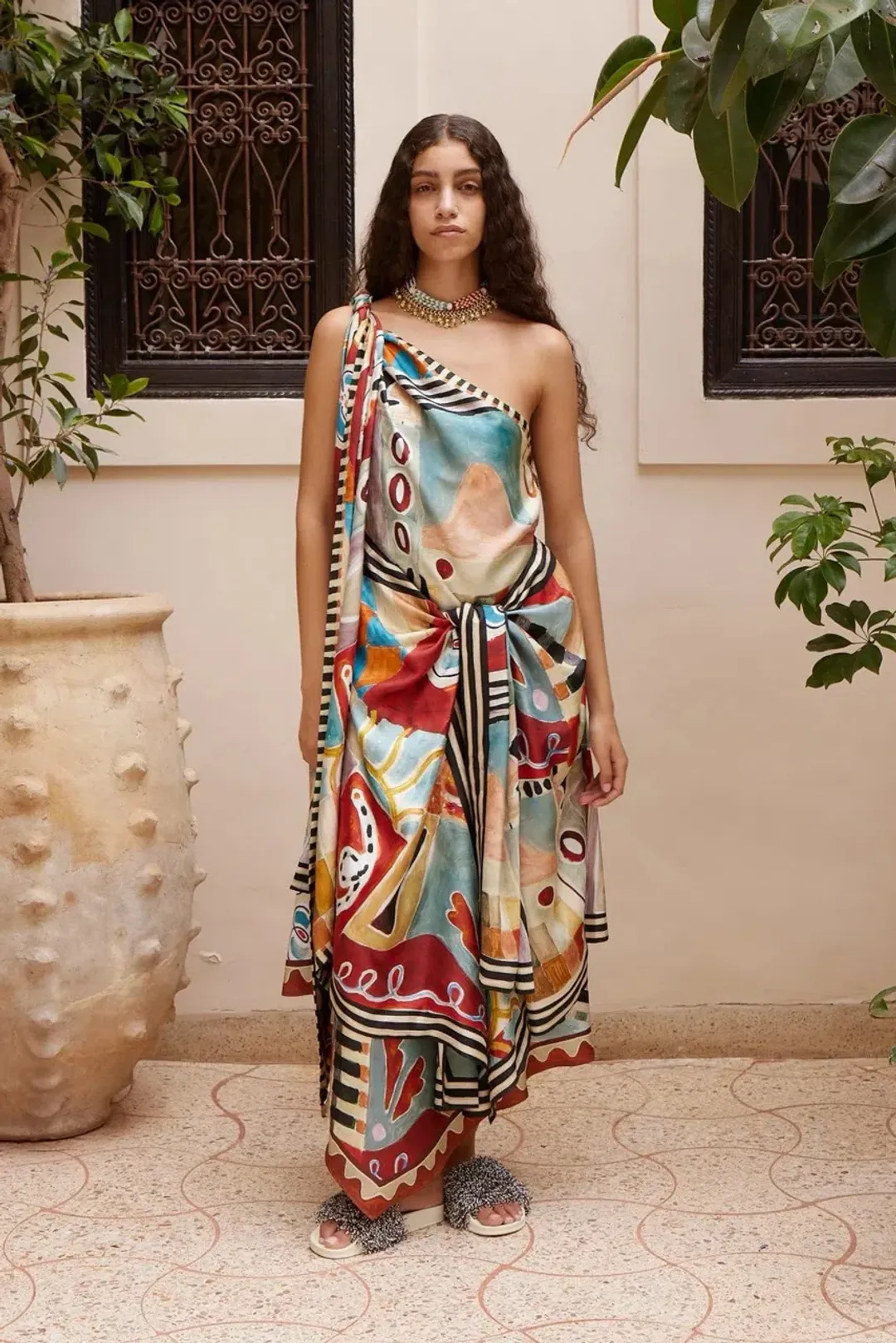 Alemais MICHELLE SCARF SILK MIDI DRESS Size 8 for rent on The Volte - main image