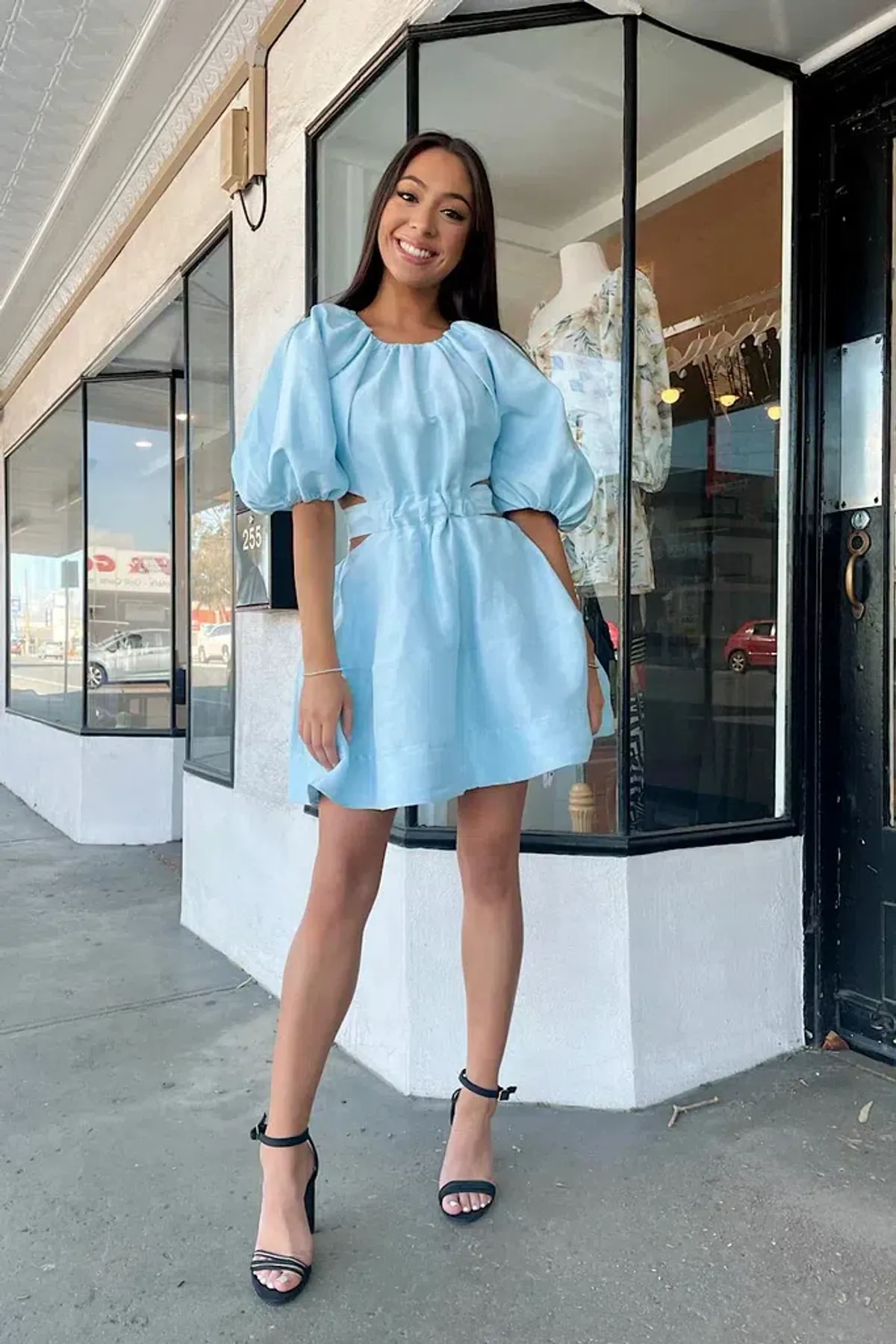 AJE PSYCHEDELIA CUT OUT MINI DRESS IN PALE BLUE SIZE 14 - Image 3