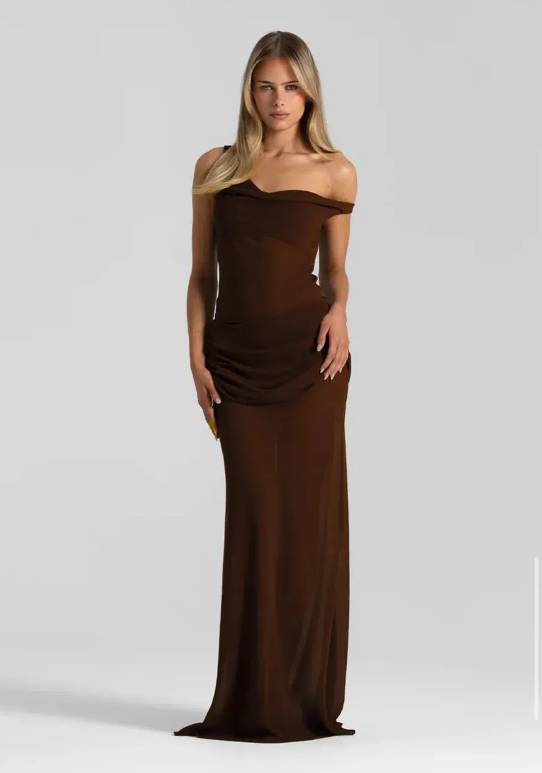 Natalie Rolt Cadence Gown in Espresso Brown Size 6 for rent on The Volte - main image