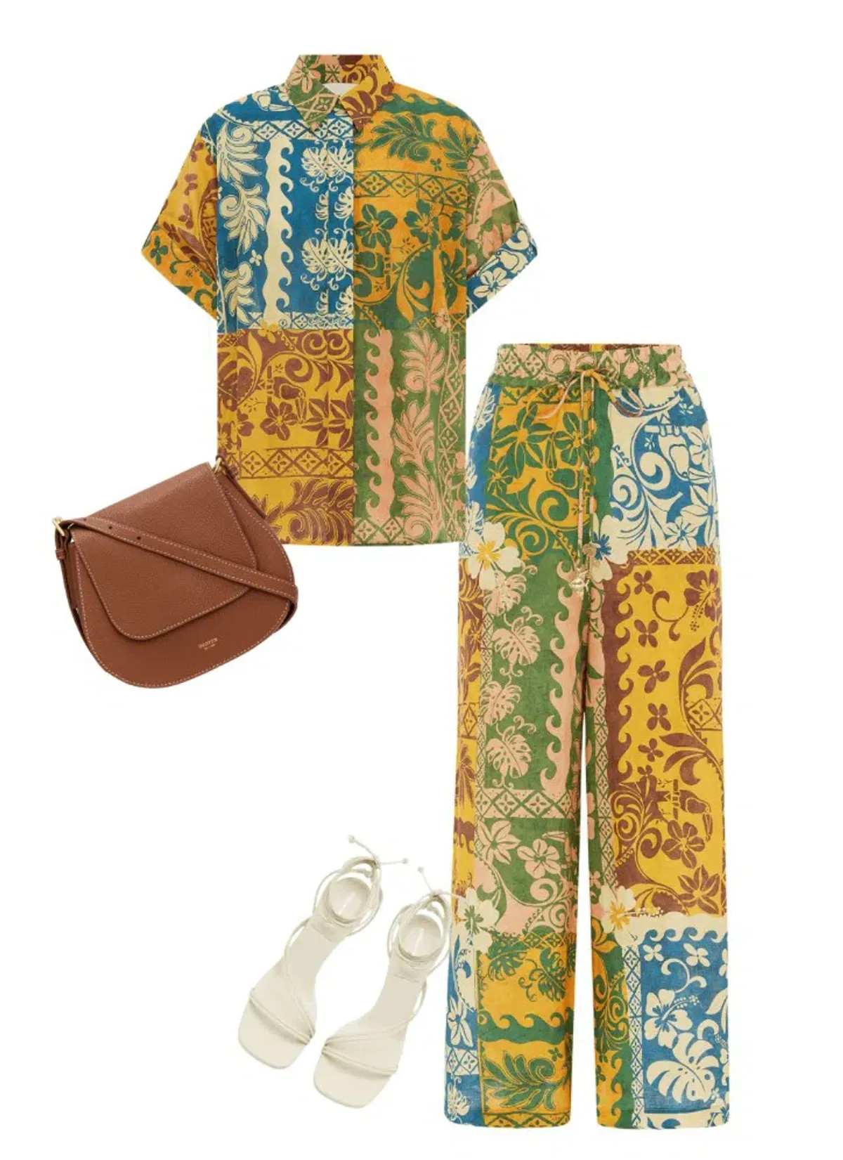 Alemais Archie Linen Set Orange Blue Print Size 10 - Image 1