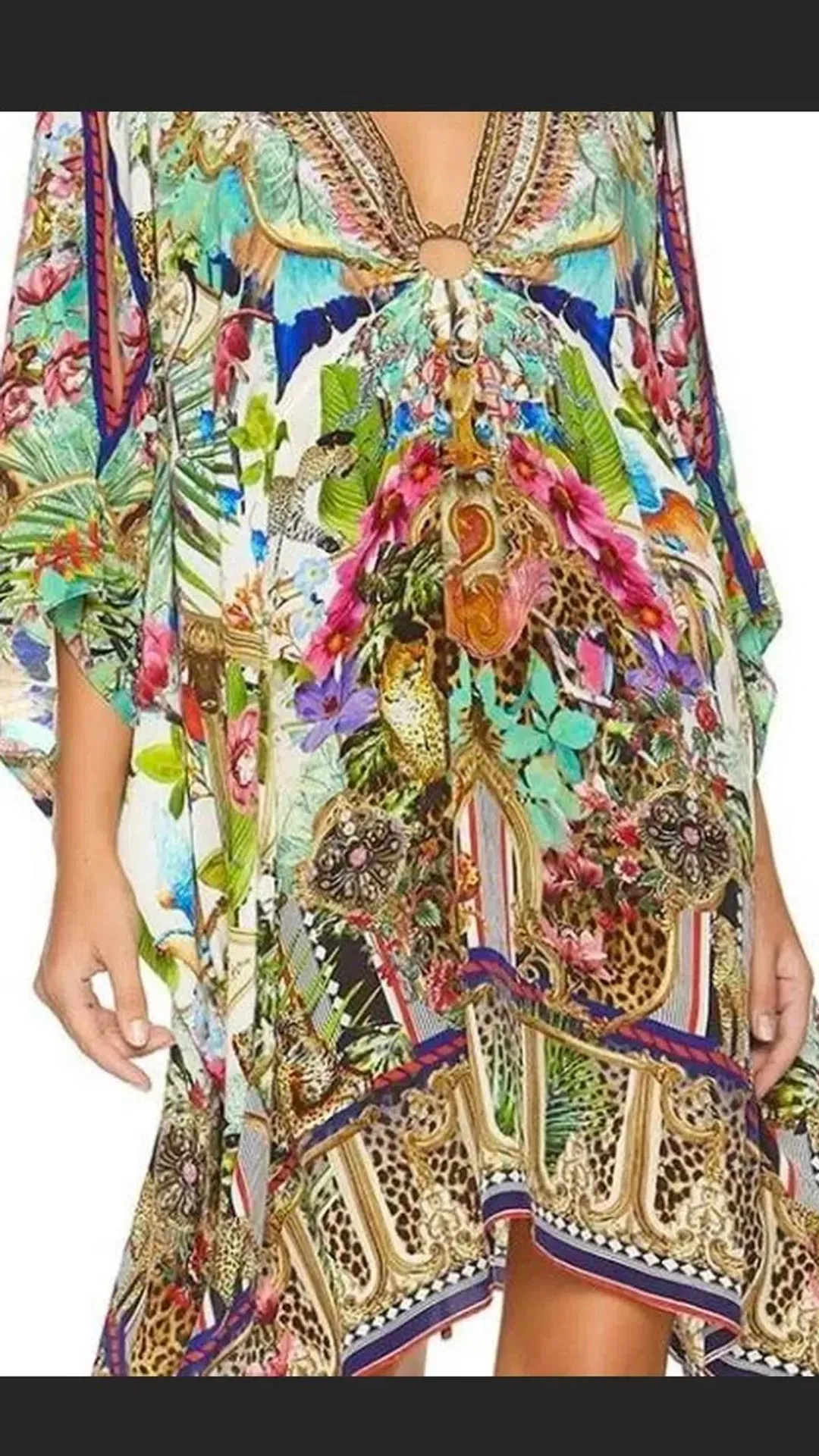 Camilla Champagne Coast Short Kaftan with Hardware One Size  for rent on The Volte - main image
