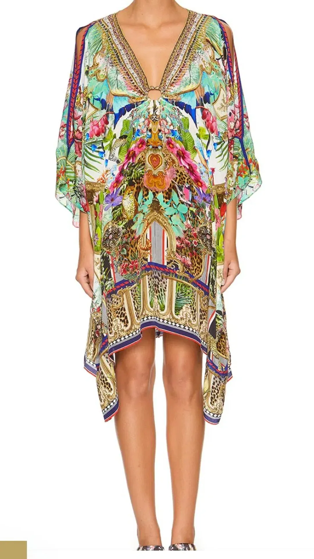 Camilla Champagne Coast Short Kaftan with Hardware One Size  for rent on The Volte - main image