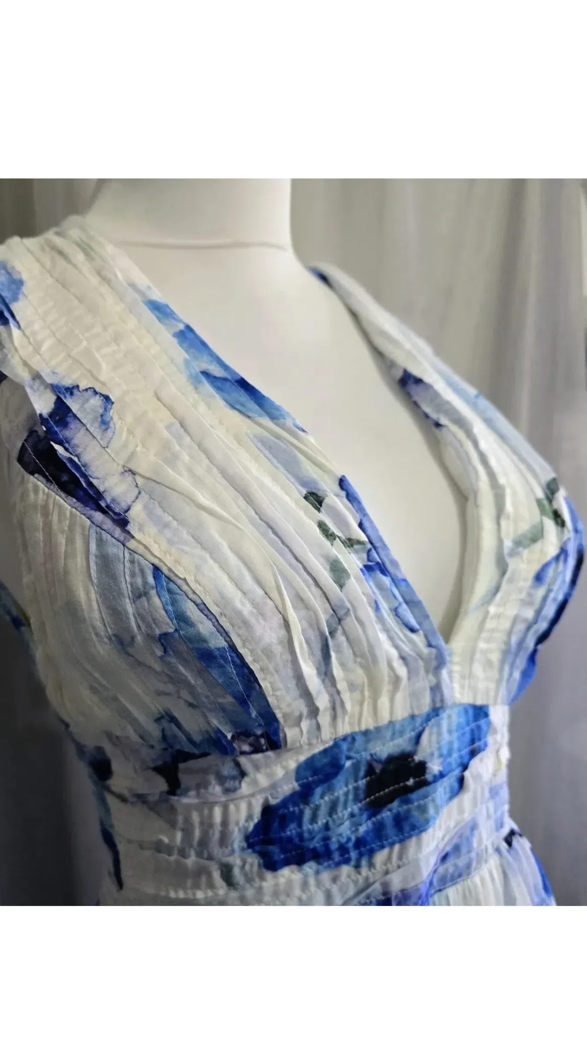 Aje Belize Maxi Dress s.10 White & Blue Silk Blend  - Image 4
