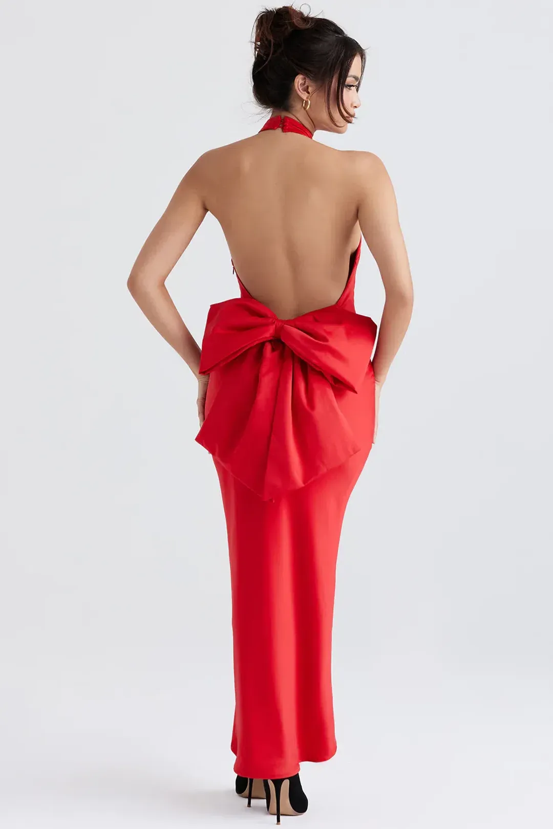 HOUSE OF CB Ilaria Red Bow Halter Dress Size XS for rent on The Volte - main image