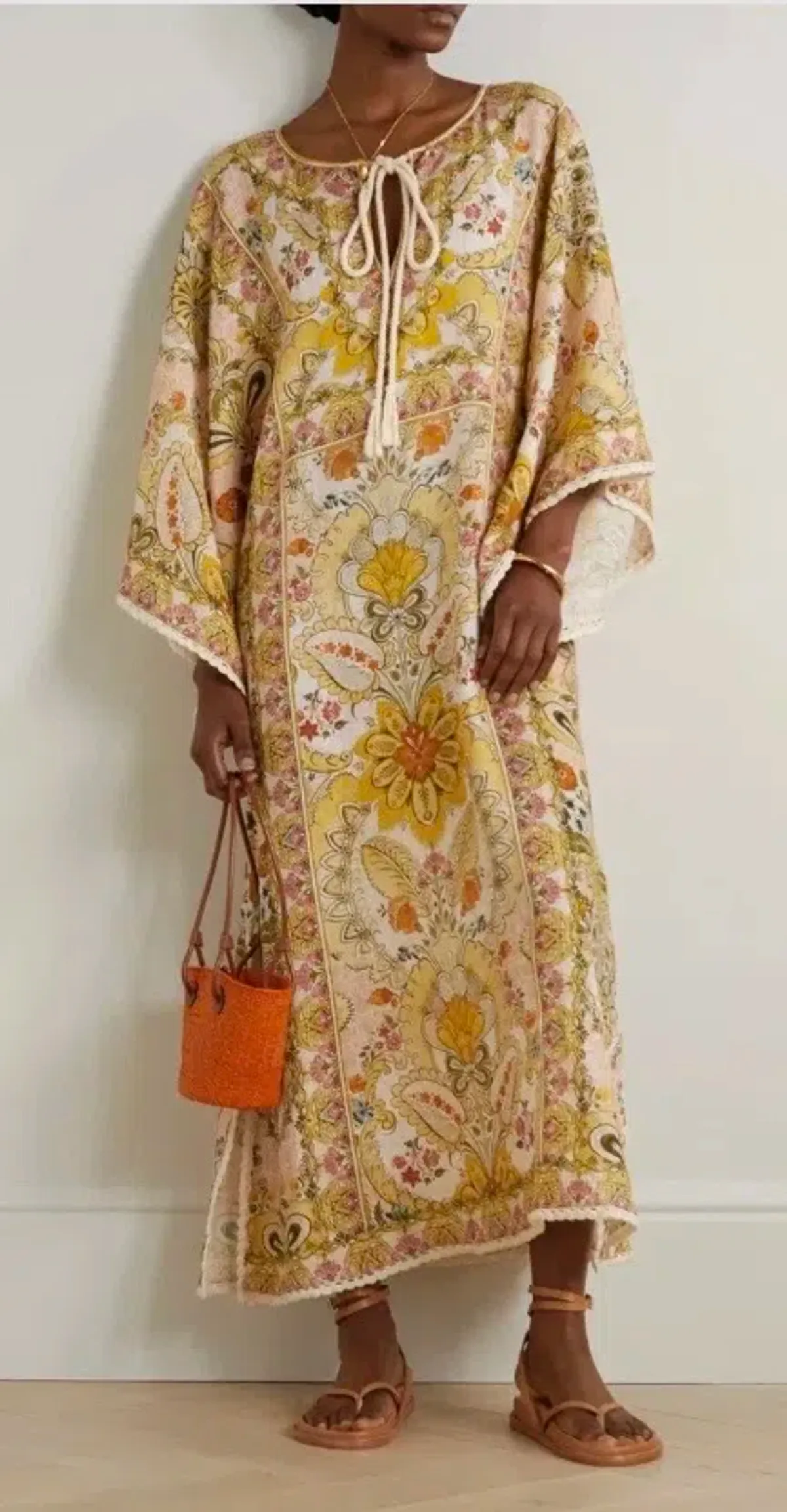 Zimmermann Laurel Floral Linen Kaftan Size 1 Fits to Size 12 AU - Image 6