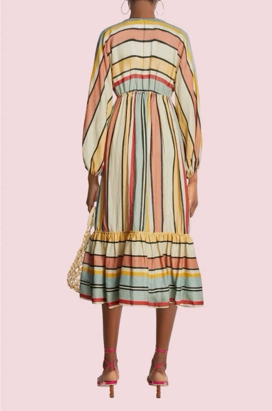 Zimmermann Cassia Striped Maxi Linen Dress Size 1 Fits to size 12 for rent on The Volte - main image