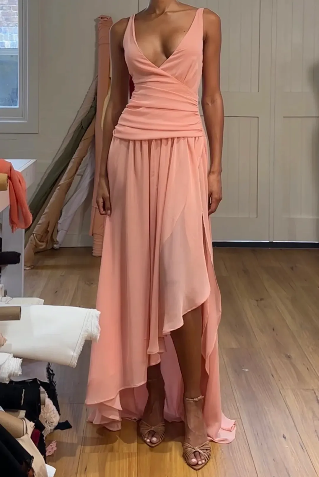 Arcina Ori Delilah Dress Peach XS for rent on The Volte - main image