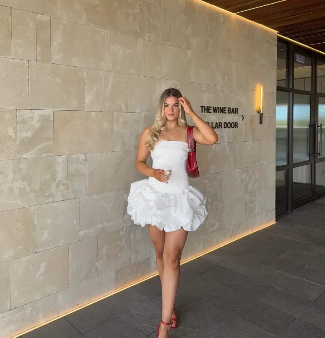 AJE Bubble Hem Mini White size 8 for rent on The Volte - main image