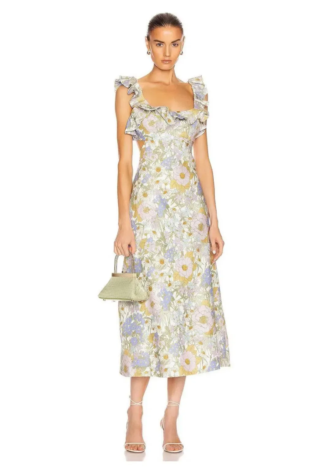 Zimmermann Super Eight Frilled Midi Dress Floral Size 2 / AU 12 for rent on The Volte - main image