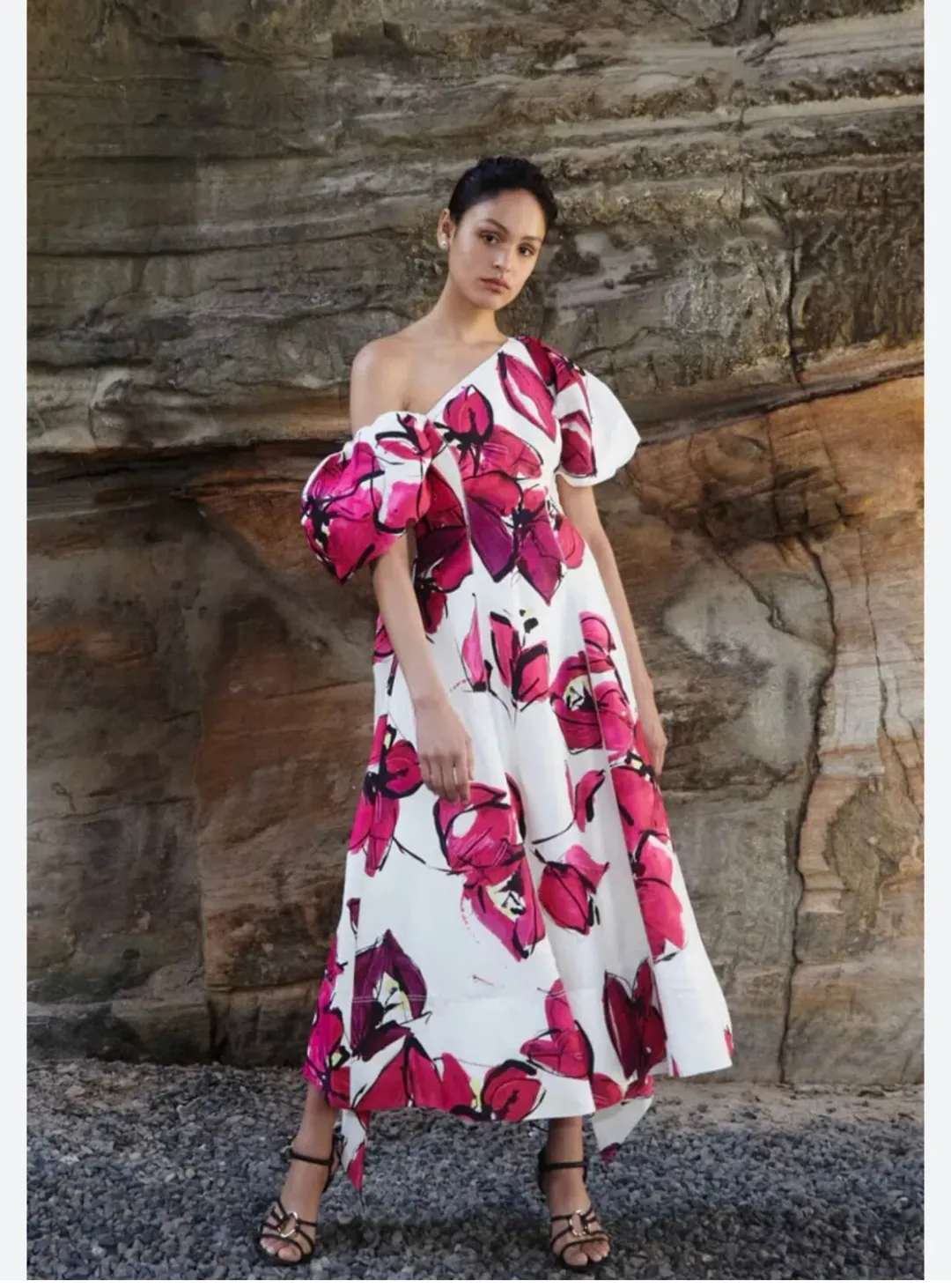 Aje Arista Tulip Falling Florals Puff Sleeve Midi Size 6 for rent on The Volte - main image