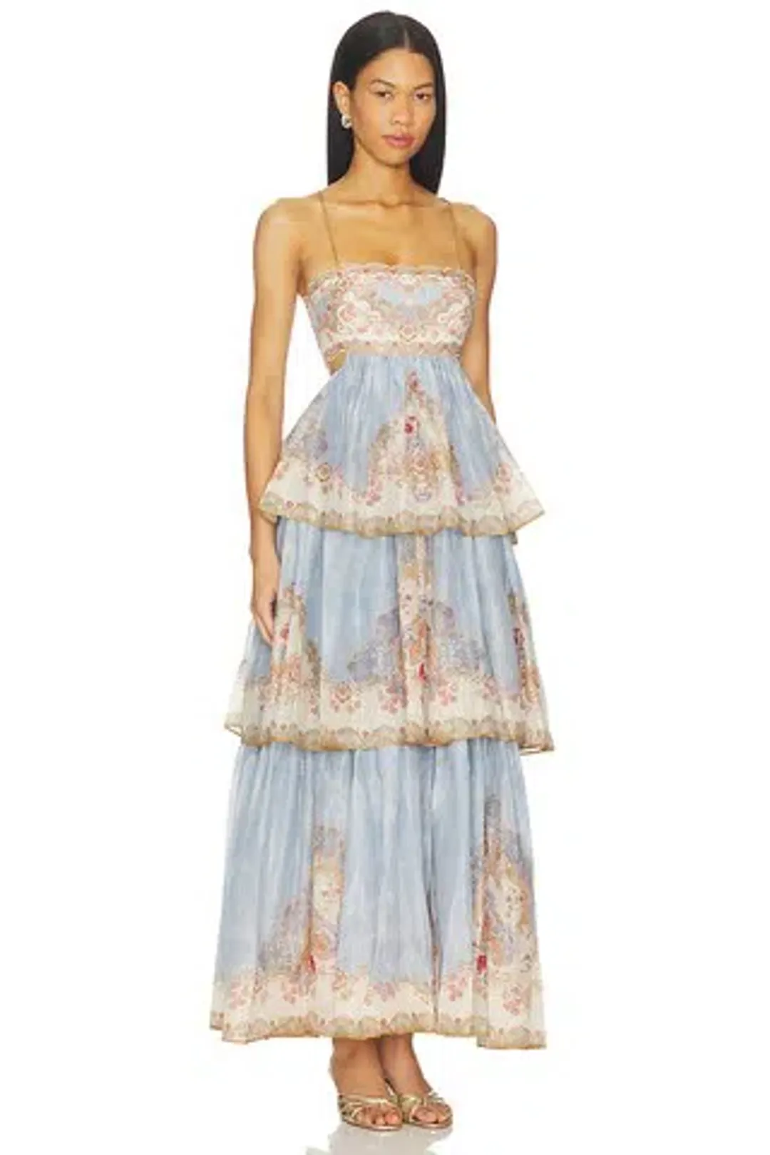 Zimmermann The Daylight Tiered Maxi Dress in Wallpaper Floral Denim size 3 au 14 for rent on The Volte - main image