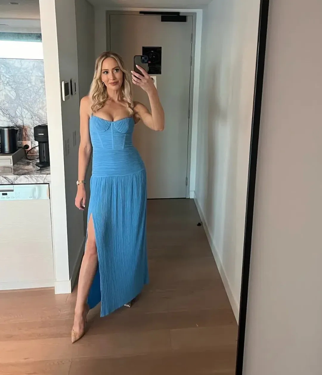 Manning Cartell Double Time Pleat Dress Cerulean Blue Size AU 8 for rent on The Volte - main image