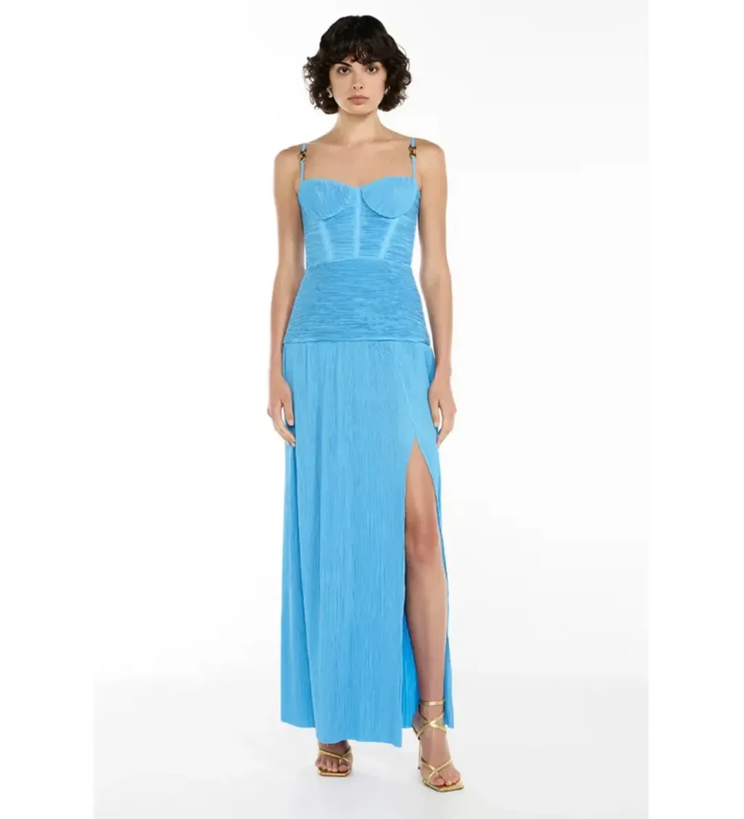 Manning Cartell Double Time Pleat Dress Cerulean Blue Size AU 8 for rent on The Volte - main image