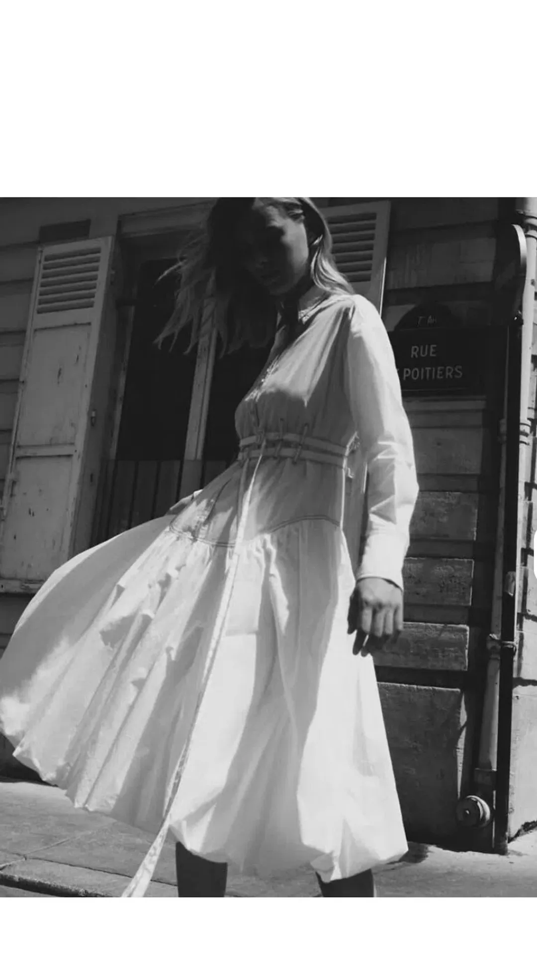 Aje Cassia Bubble White Midi Dress s.12 Hem Shirt Long Sleeve Cotton for rent on The Volte - main image