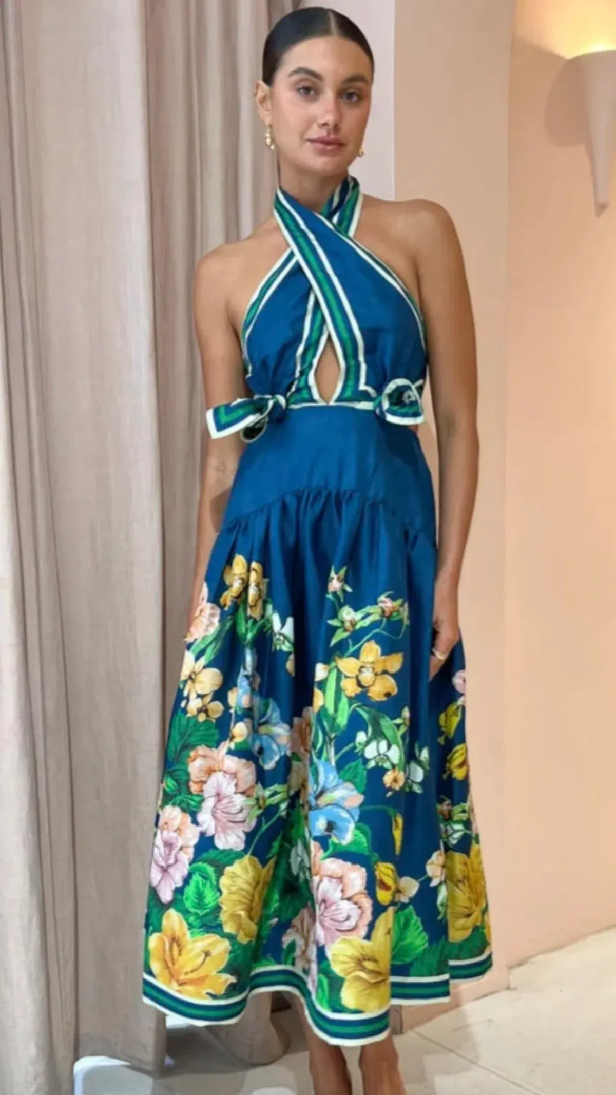 Alemais Lyla Halter Midi Dress s.8 Royal Blue - Image 1