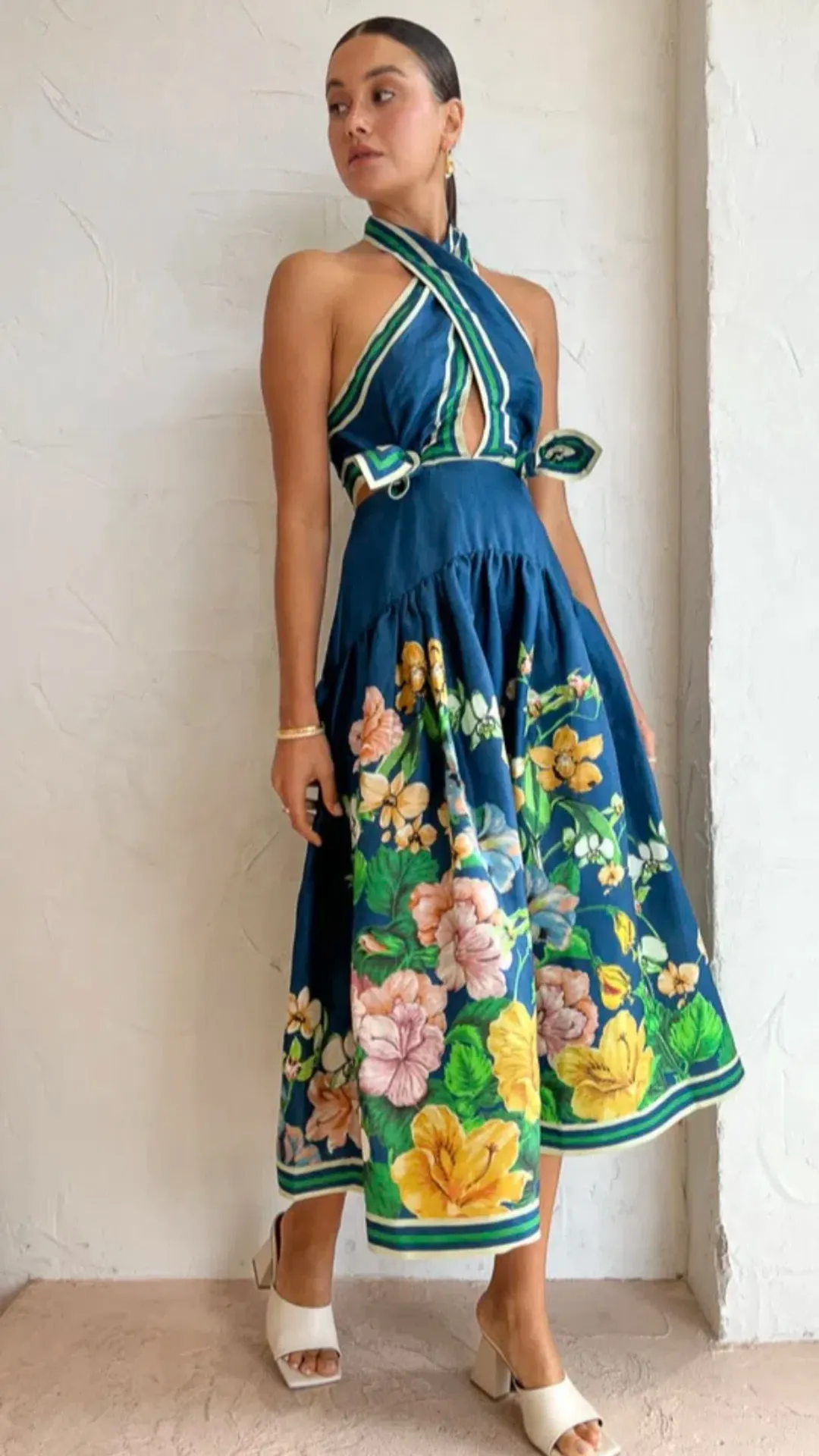Alemais Lyla Halter Midi Dress s.8 Royal Blue for rent on The Volte - main image