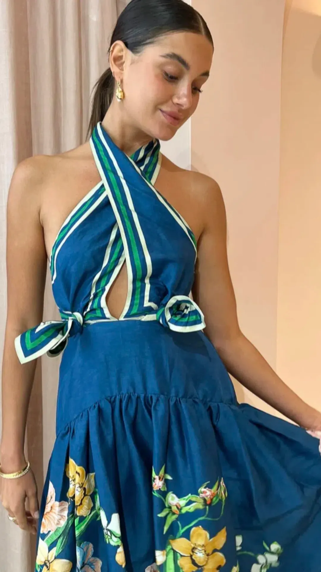 Alemais Lyla Halter Midi Dress s.8 Royal Blue for rent on The Volte - main image