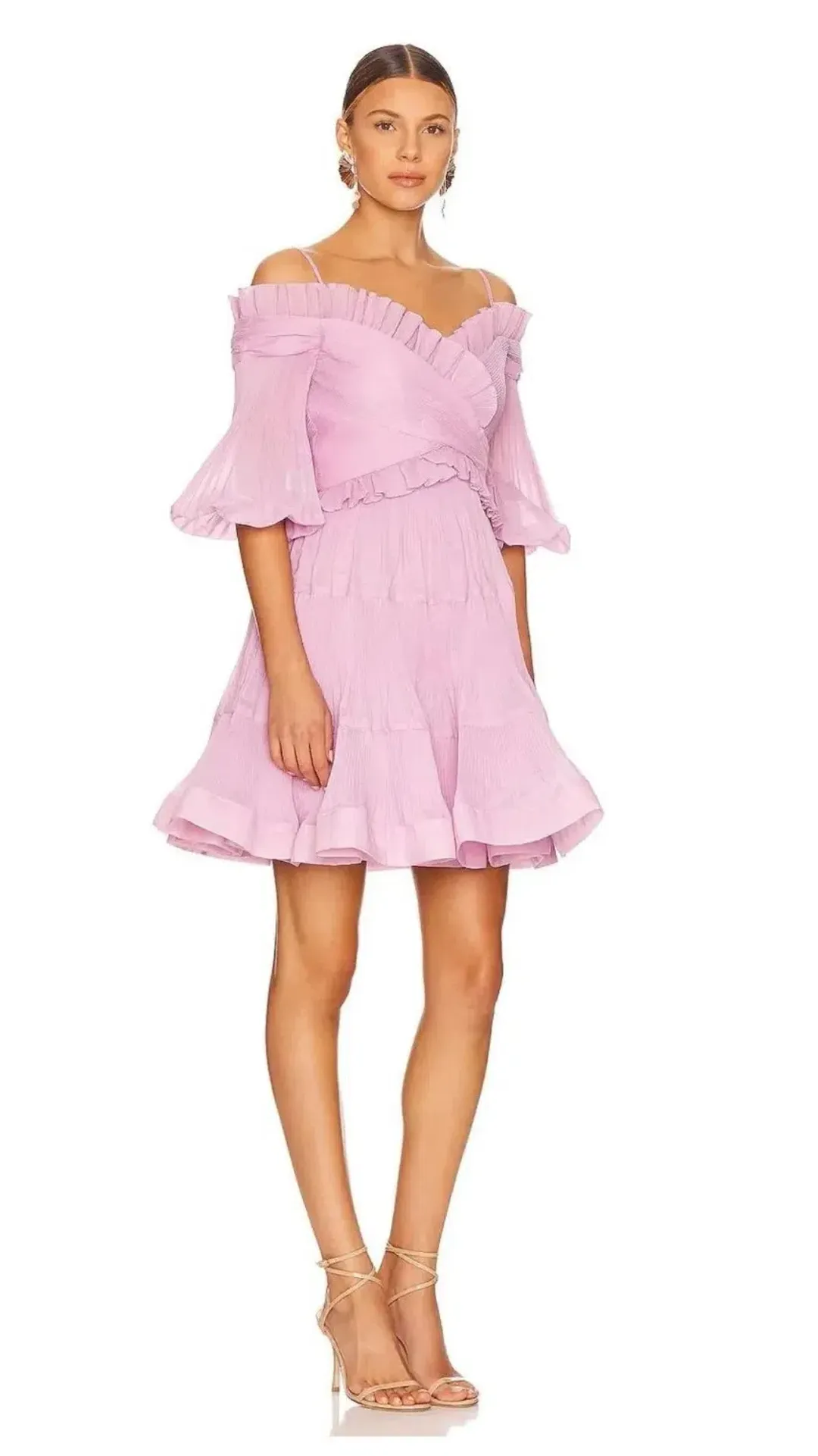Zimmermann Pleated Off the Shoulder Mini Dress Lilac s.1 /10 for rent on The Volte - main image