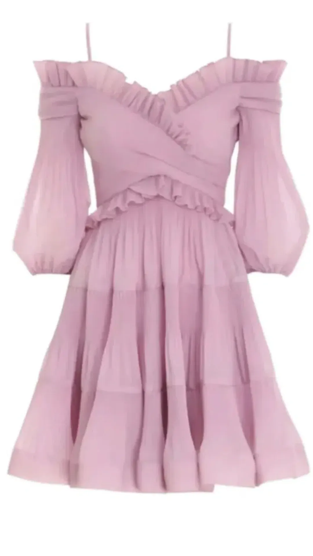 Zimmermann Pleated Off the Shoulder Mini Dress Lilac s.1 /10 for rent on The Volte - main image