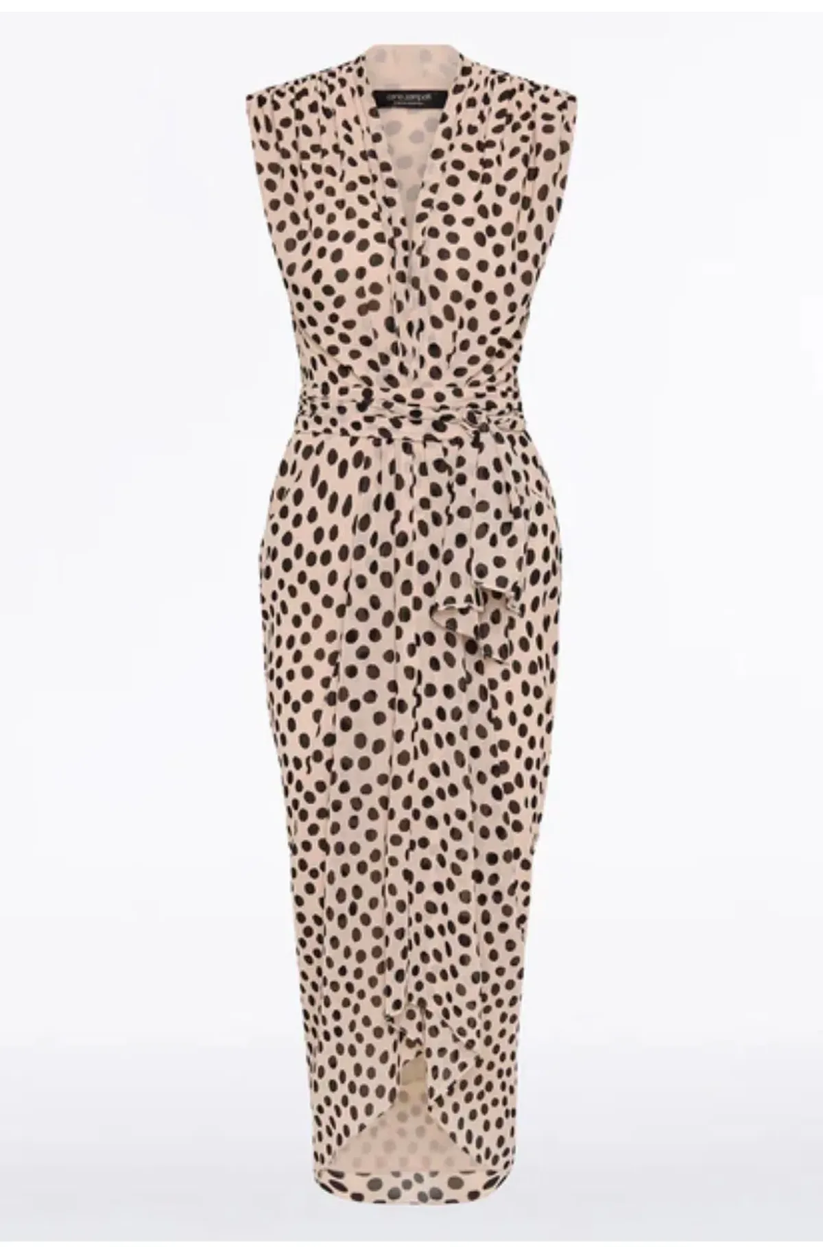 Carla Zampatti - Rosa Spot Georgette Sleeveless Waterfall Dress - size 12 - Image 4