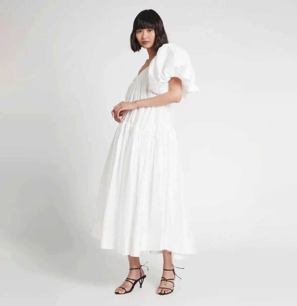 AJE Severine Smock Midi Dress in Ivory Size 8 - Image 2