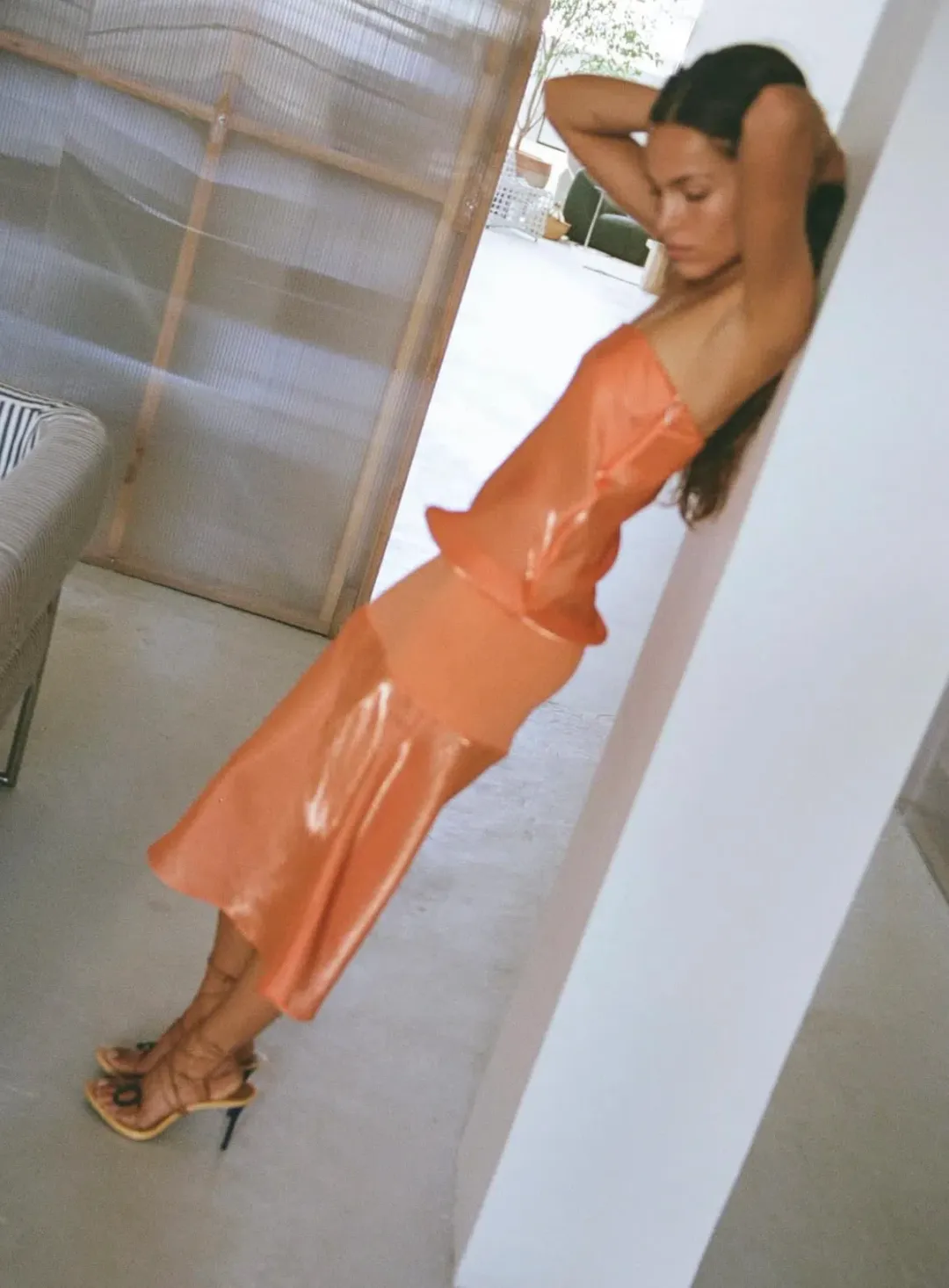 Mode Mischief Studios Melt Panel Dress Orange Size Small for rent on The Volte - main image