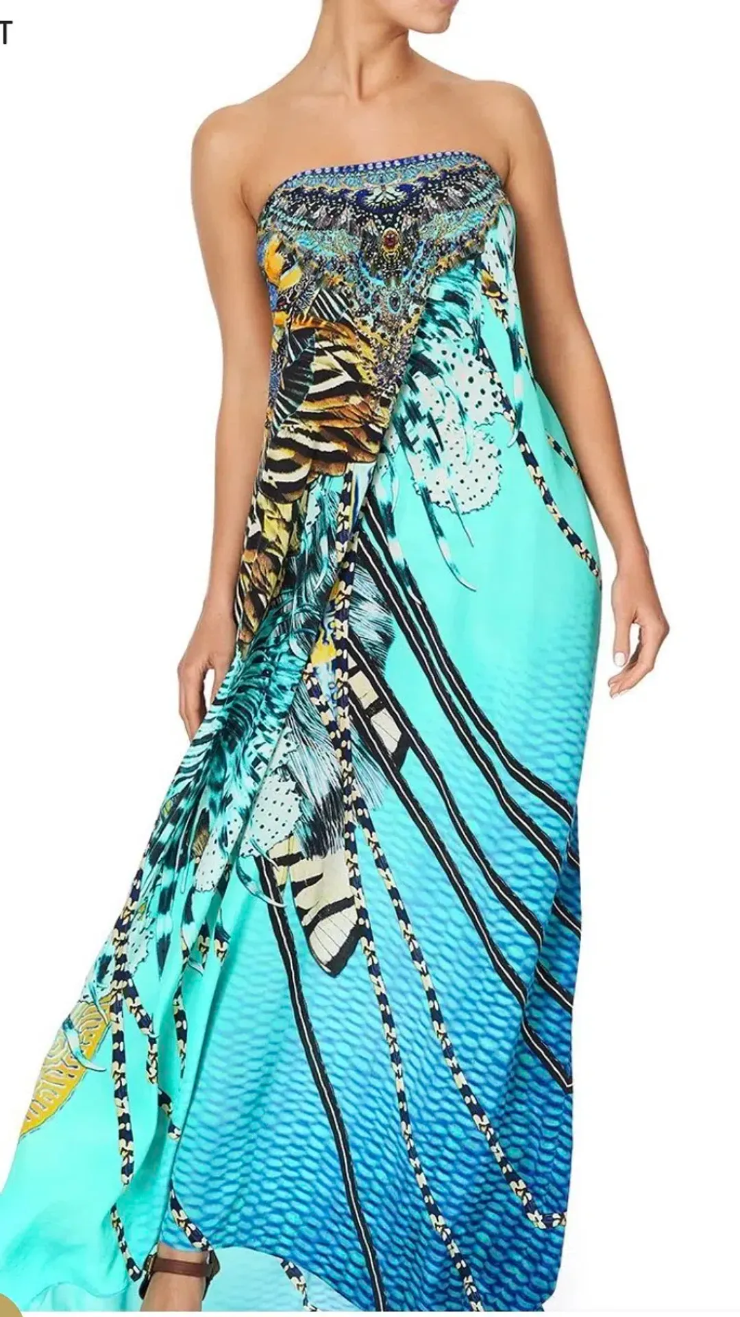 Camilla Marine Queen Round Neck Kaftan O/S for rent on The Volte - main image