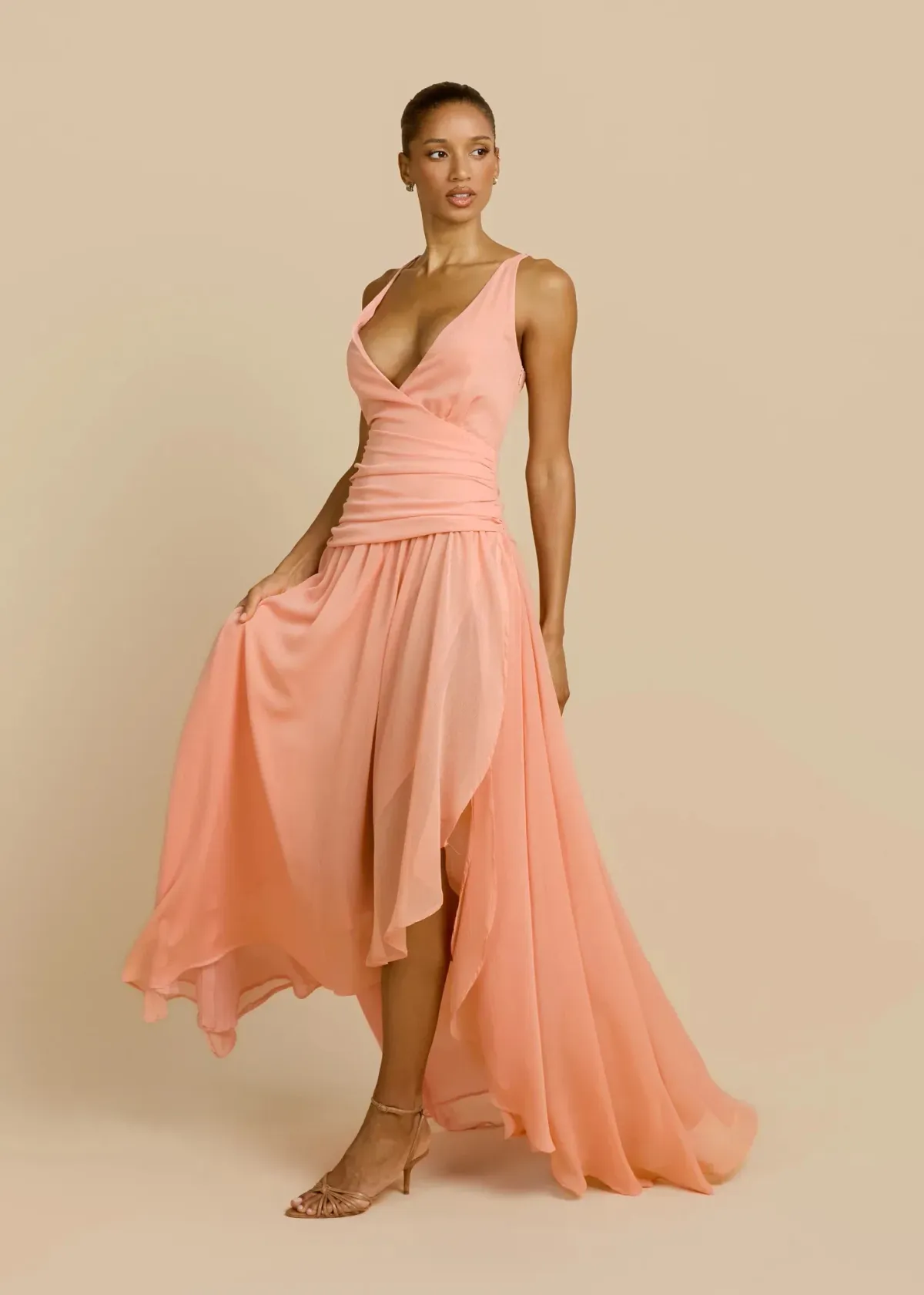 ARCINA ORI DELILAH DRESS PEACH SIZE 8 (S) - Image 4