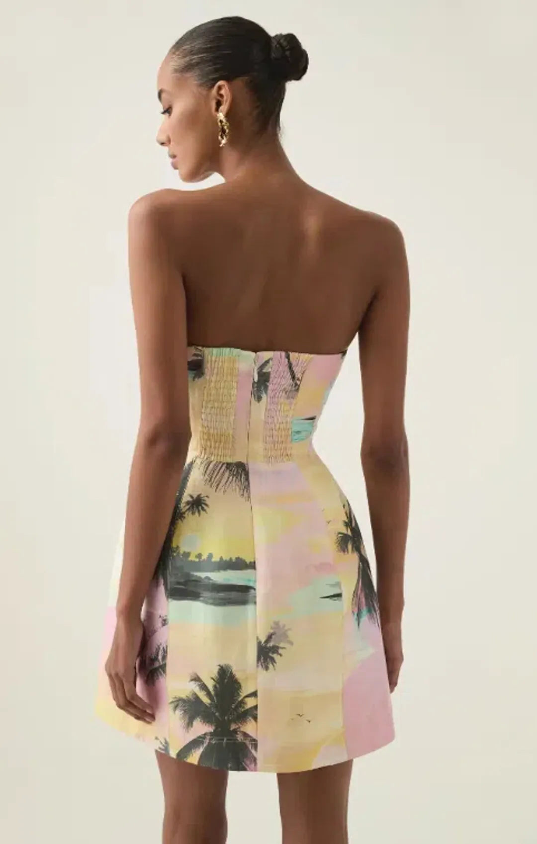 AJE Baret Strapless Mini Dress in Sunset Sky size 6 for rent on The Volte - main image