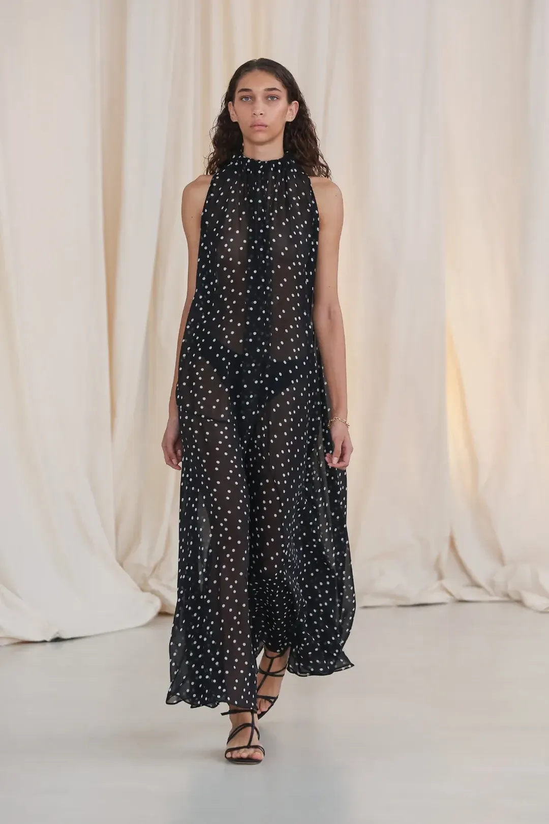 Bianca Spender Polka Dot Silk Emerge Dress Black Size 6 for rent on The Volte - main image