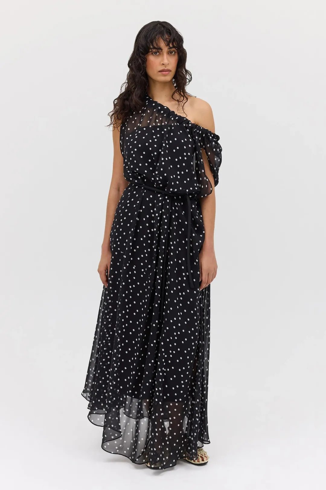 Bianca Spender Polka Dot Silk Emerge Dress Black Size 6 for rent on The Volte - main image
