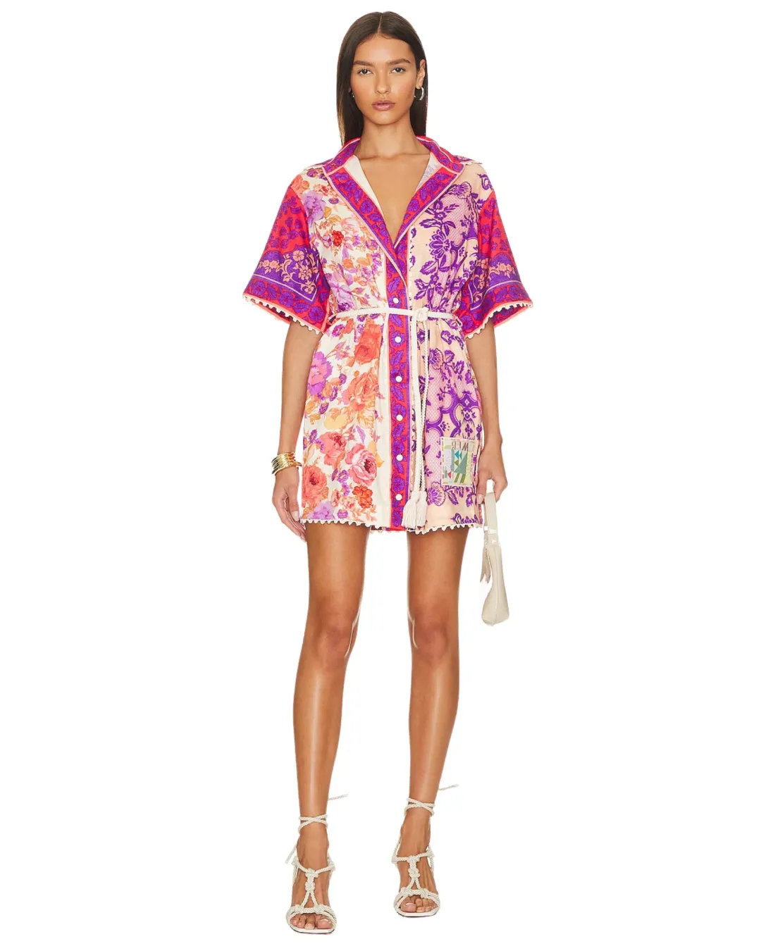 Zimmermann Raie Trimmed Shirt Dress AU Size 2/ 12 for rent on The Volte - main image