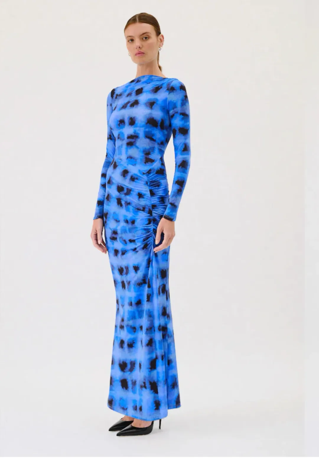 Suboo SHIBORI LONG SLEEVE ROUCHED MAXI DRESS - size S for rent on The Volte - main image