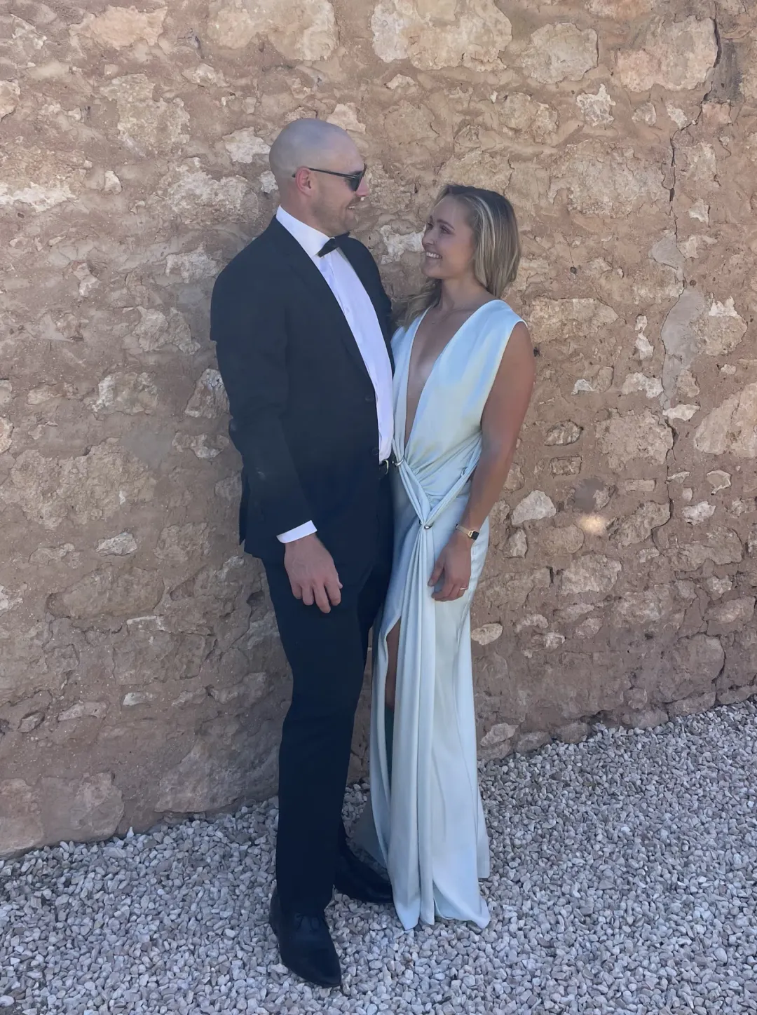 Misha Collection "The Harlow" Satin Dress - Ice Blue - Maxi Open Back Size Small S 8 (6 - 10) for rent on The Volte - main image